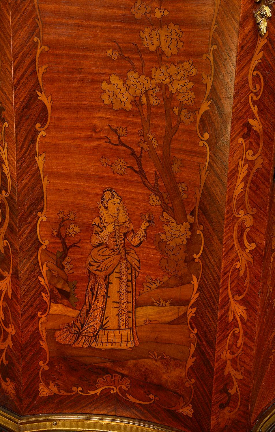 French Louis XV Style Marquetry Inlaid Side Cabinet, 19th Century For Sale 1