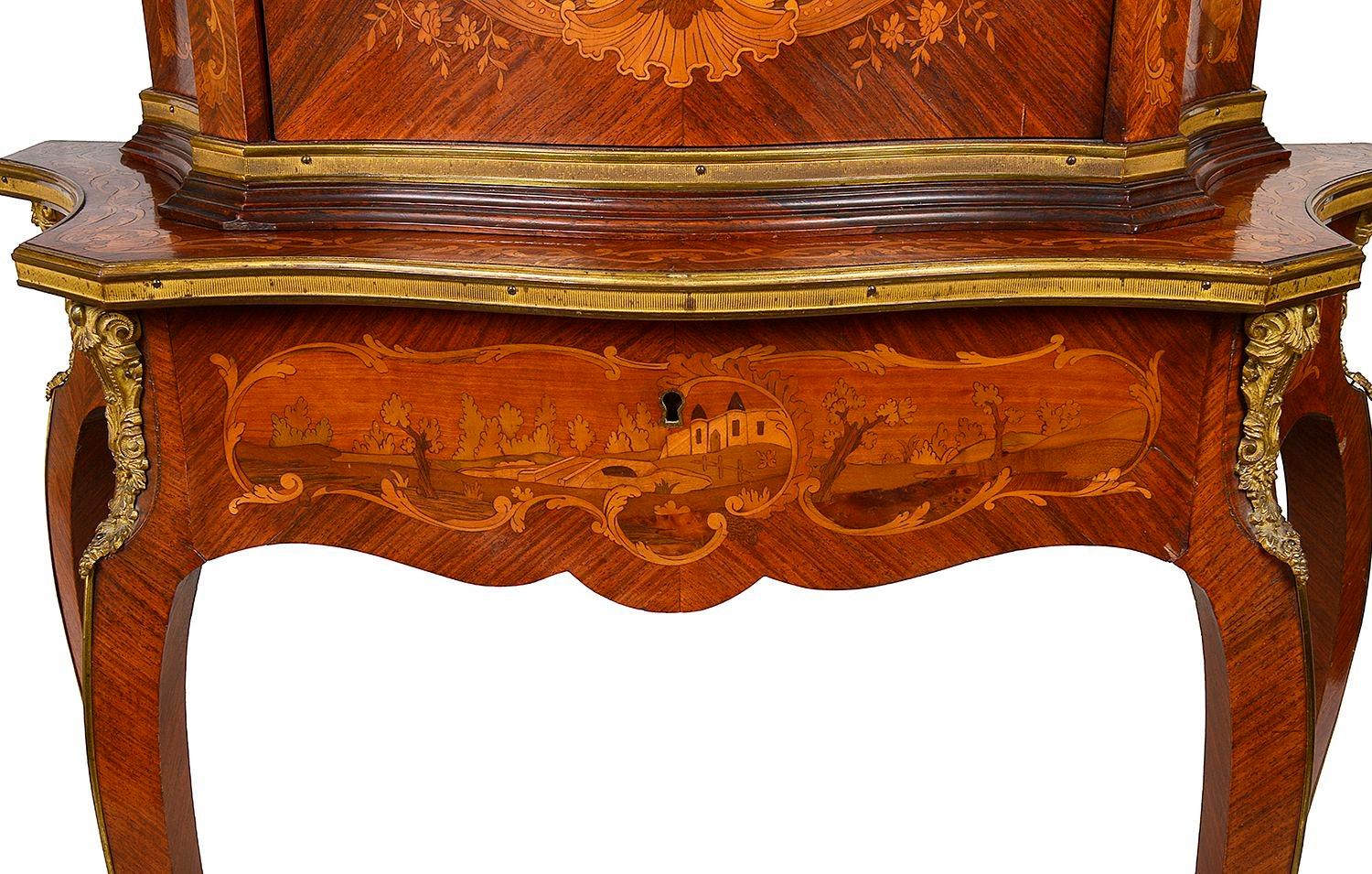 French Louis XV Style Marquetry Inlaid Side Cabinet, 19th Century For Sale 3