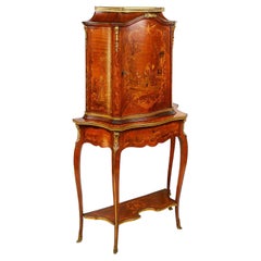 Antique French Louis XV Style Marquetry Inlaid Side Cabinet, 19th Century