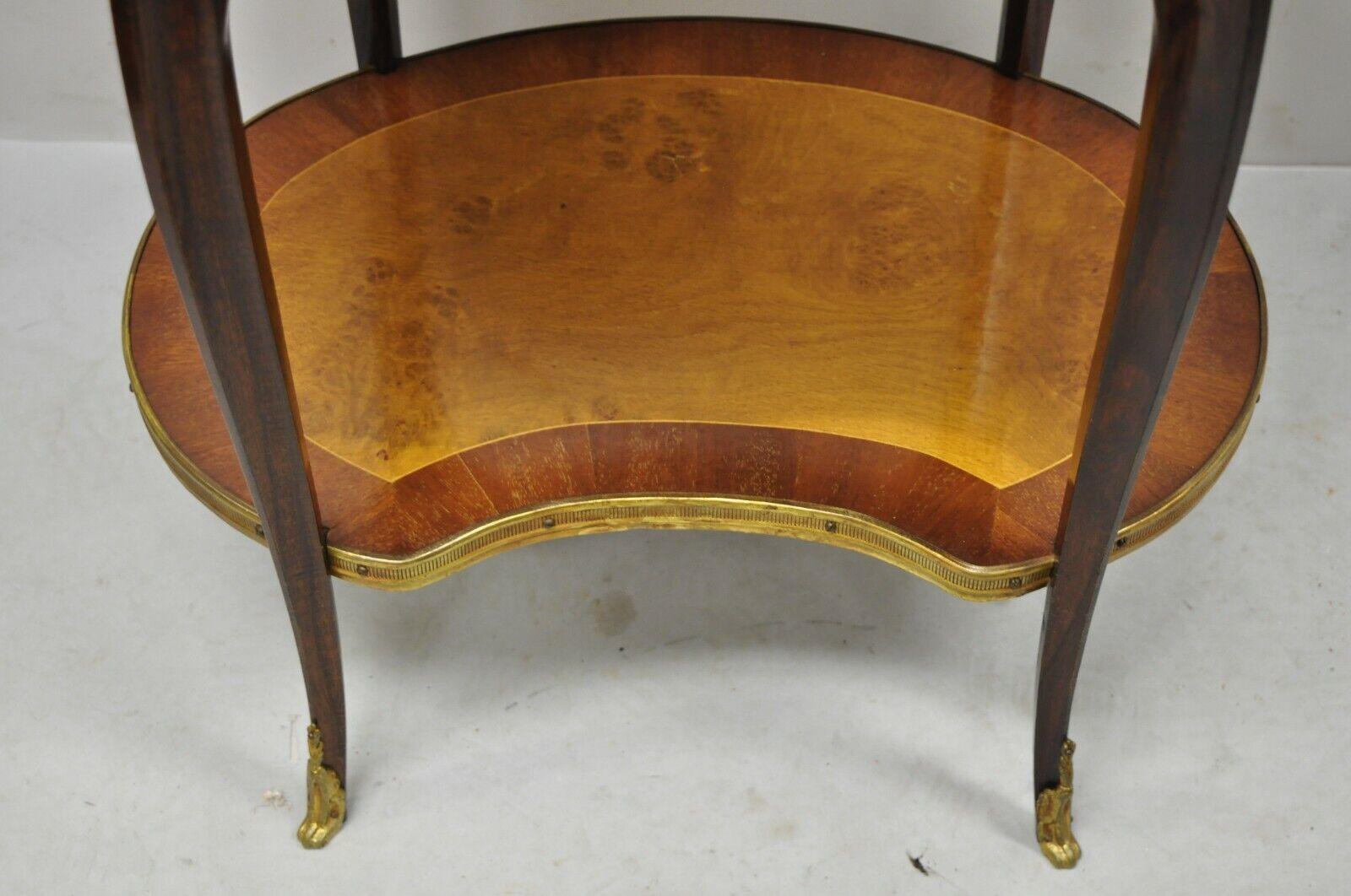 20th Century French Louis XV Style Marquetry Inlay Bronze Ormolu Accent Side Table For Sale