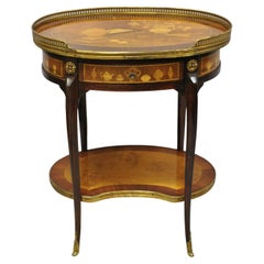 French Louis XV Style Marquetry Inlay Bronze Ormolu Accent Side Table