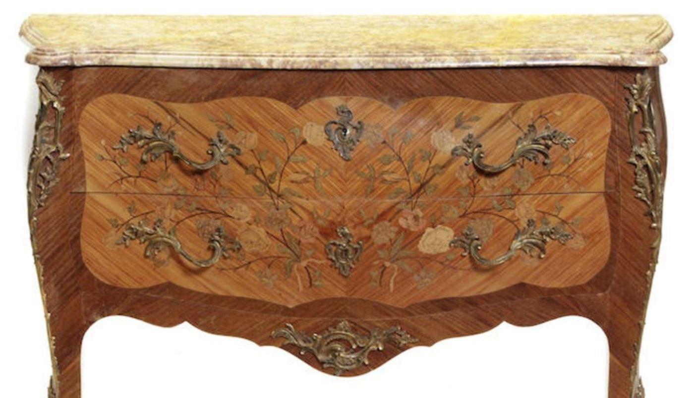Gilt French Louis XV Style Marquetry Kingwood Commode, 19 Century  For Sale