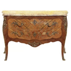 French Louis XV Style Marquetry Kingwood Commode, 19 Century