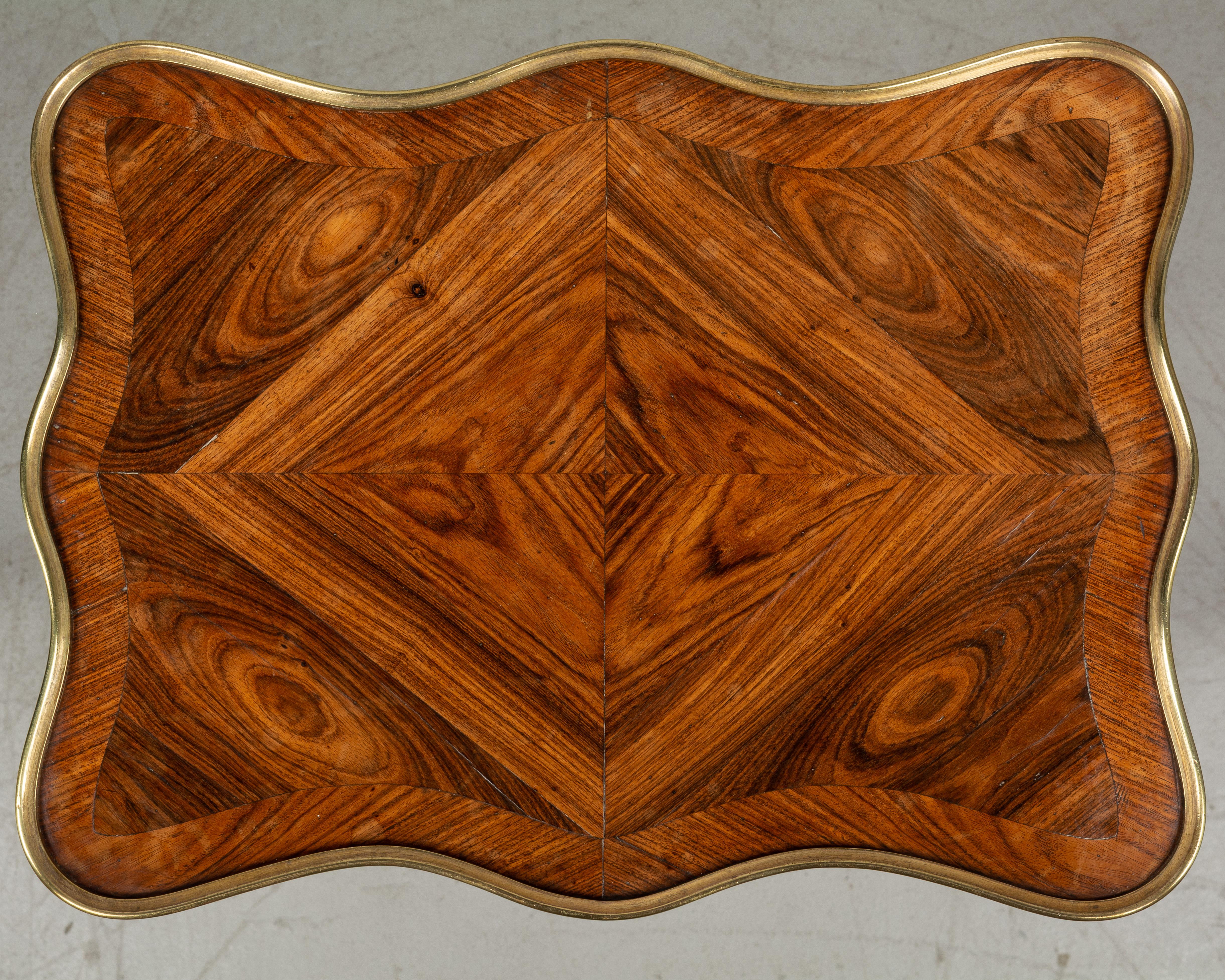 French Louis XV Style Marquetry Side Table 4