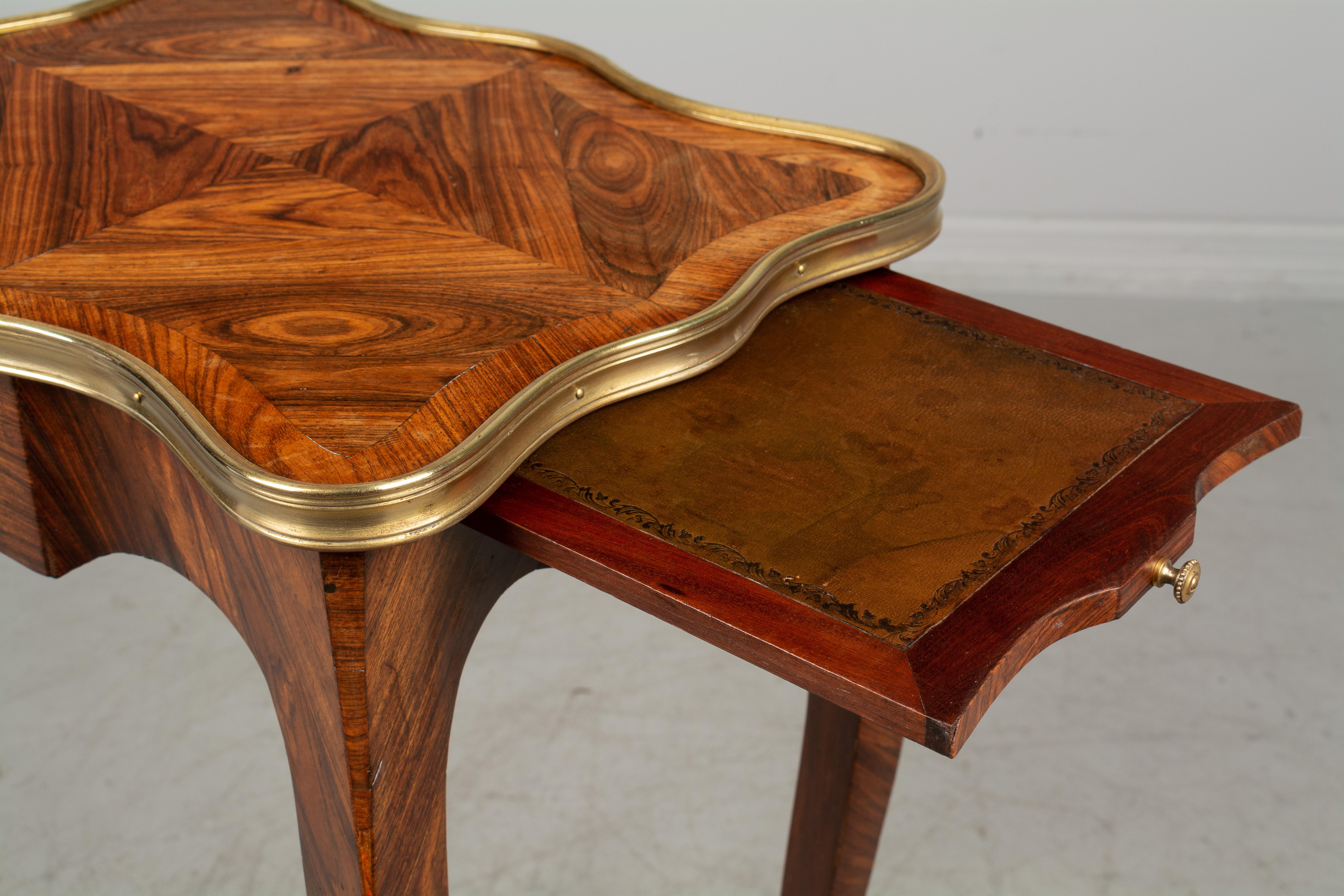 French Louis XV Style Marquetry Side Table 5
