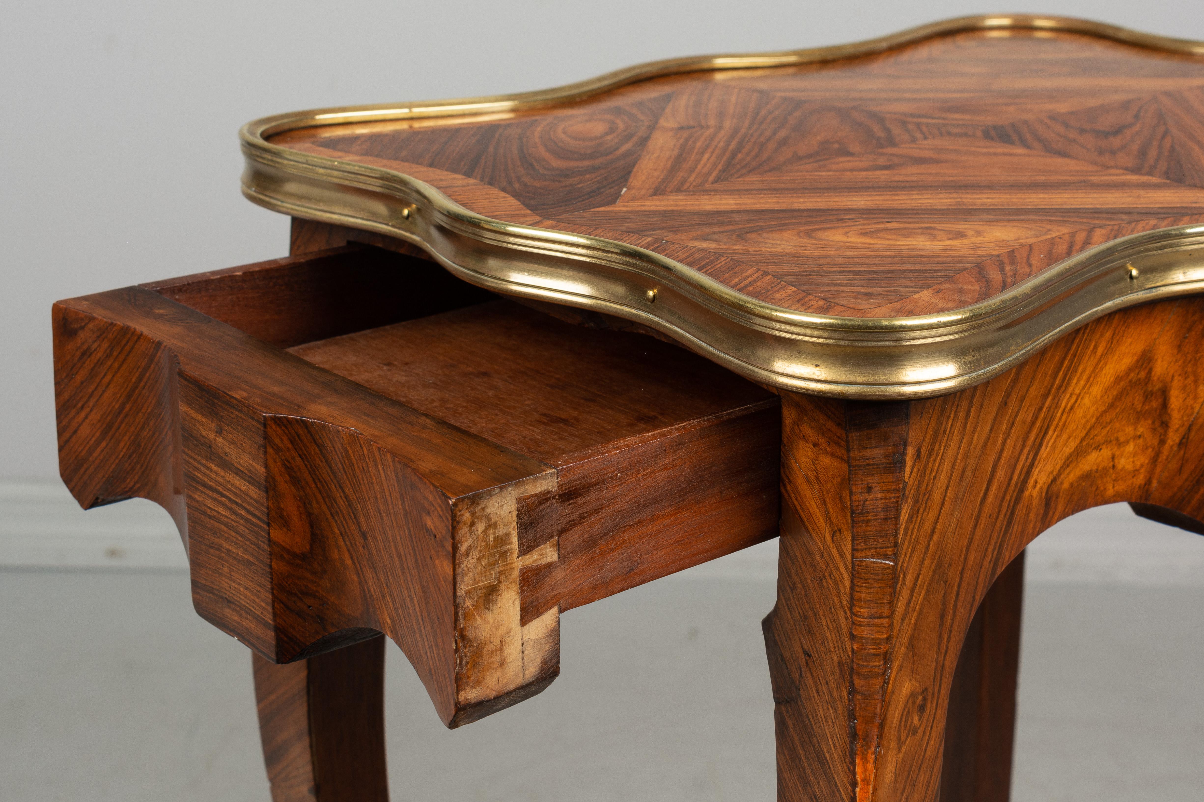 French Louis XV Style Marquetry Side Table 6
