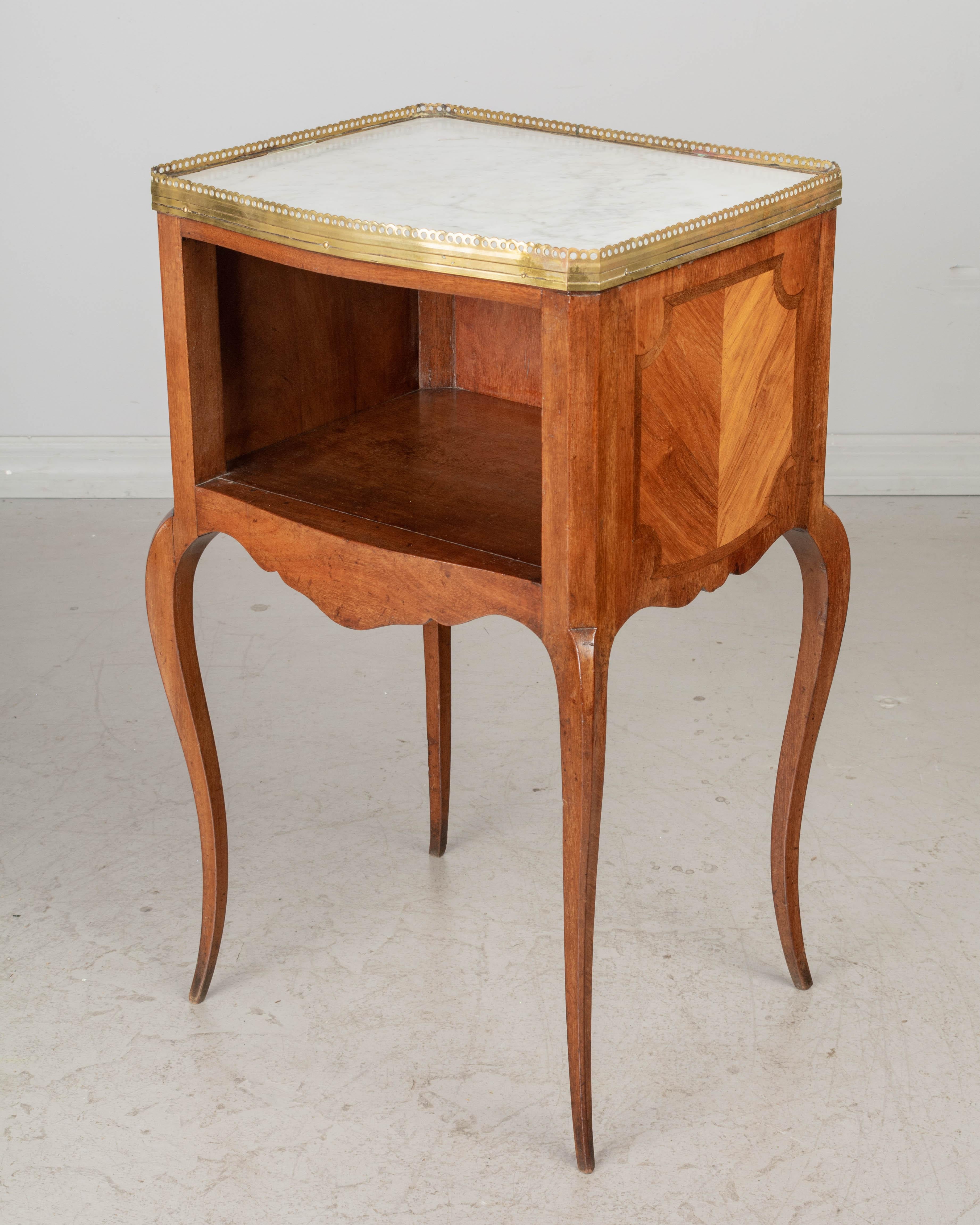 Cast French Louis XV Style Marquetry Side Table For Sale