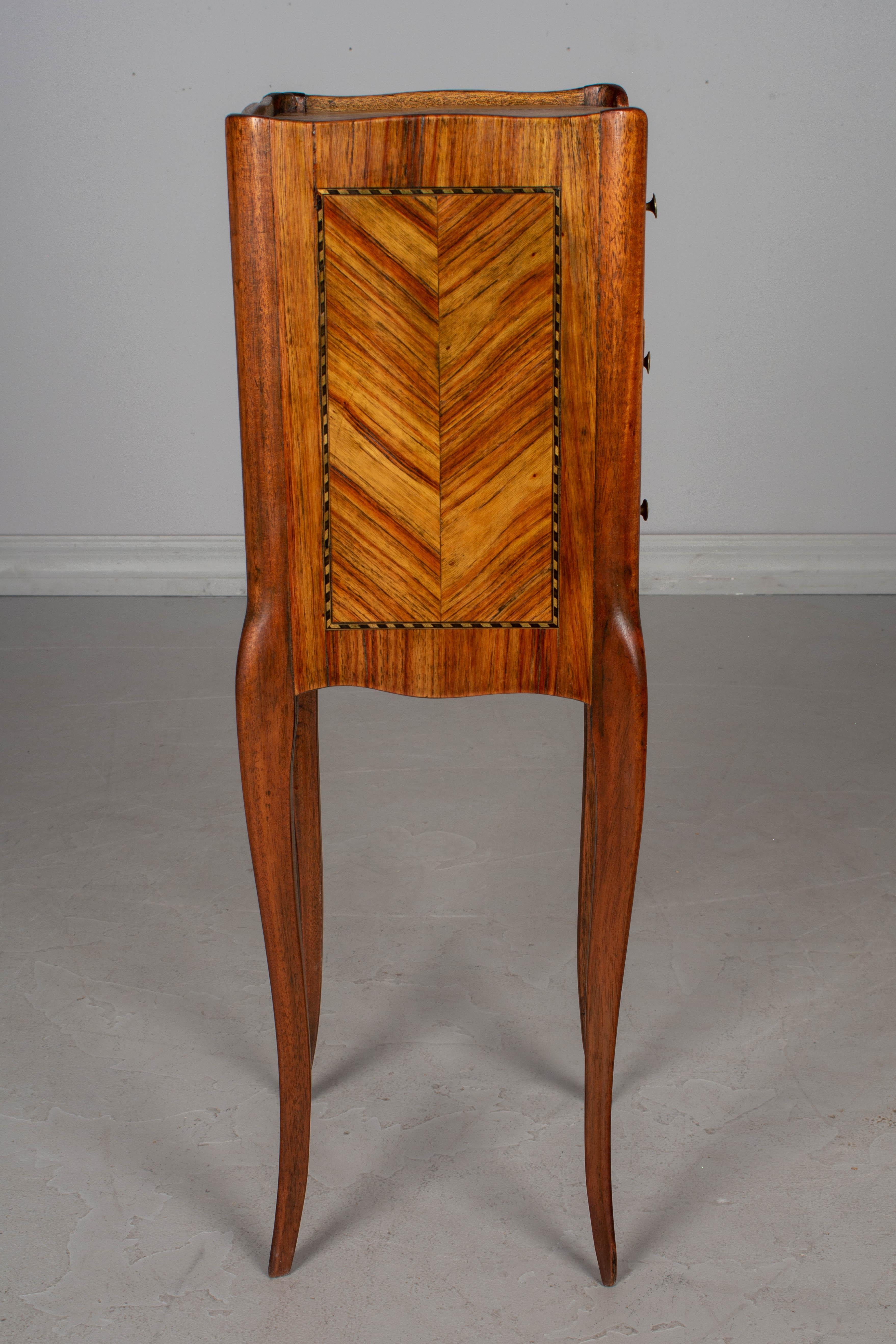 20th Century French Louis XV Style Marquetry Side Table