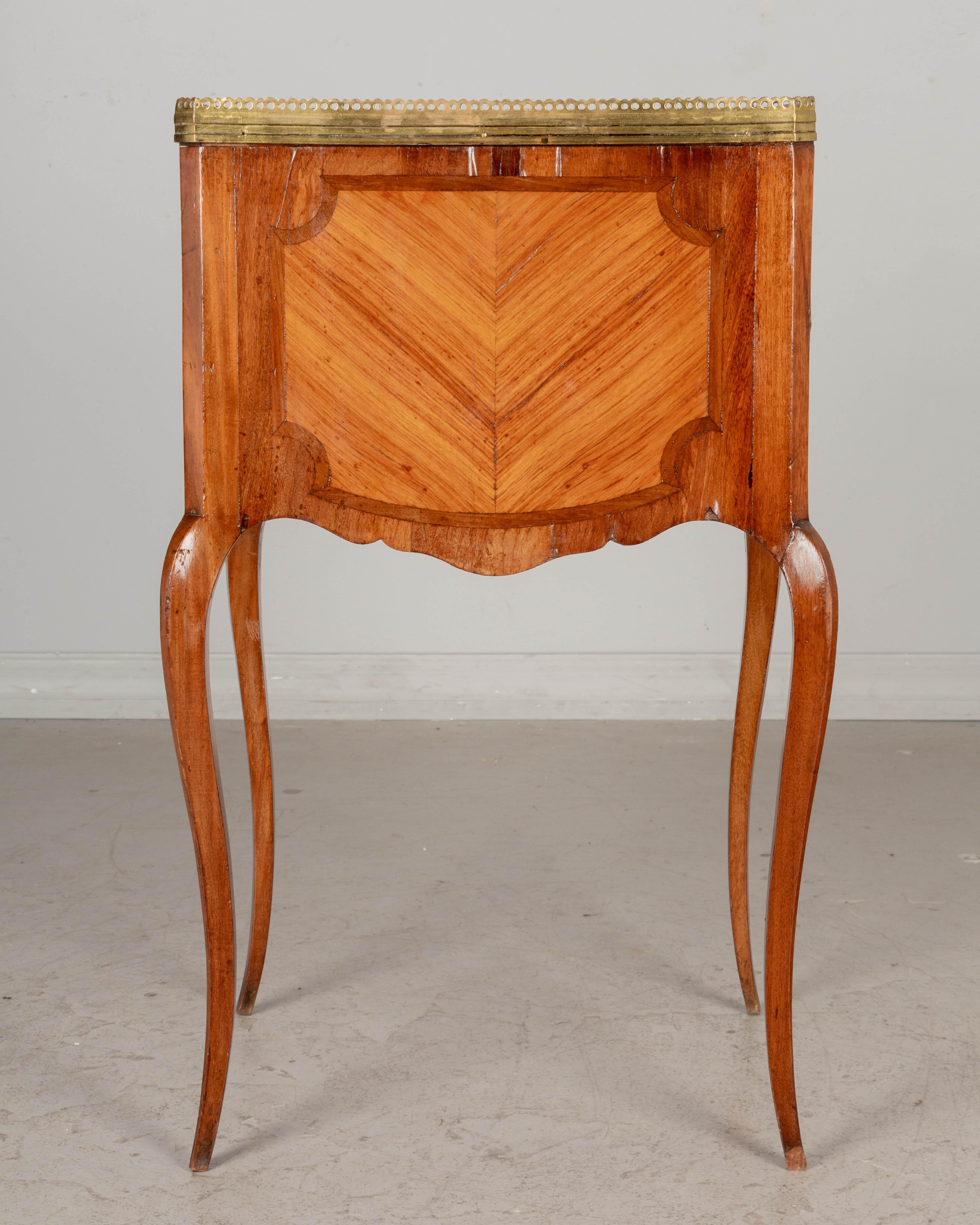 Bronze French Louis XV Style Marquetry Side Table For Sale