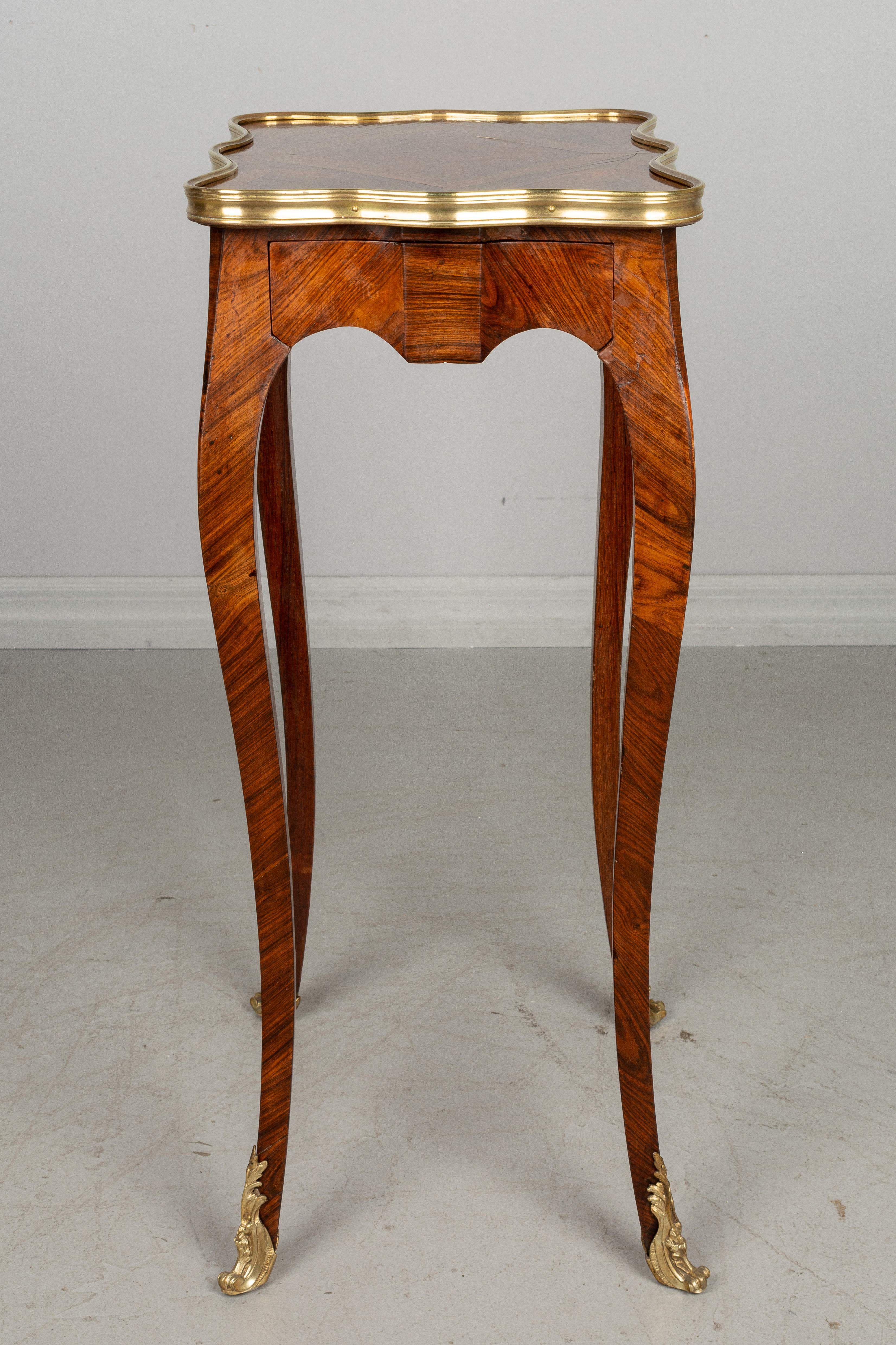 French Louis XV Style Marquetry Side Table 2