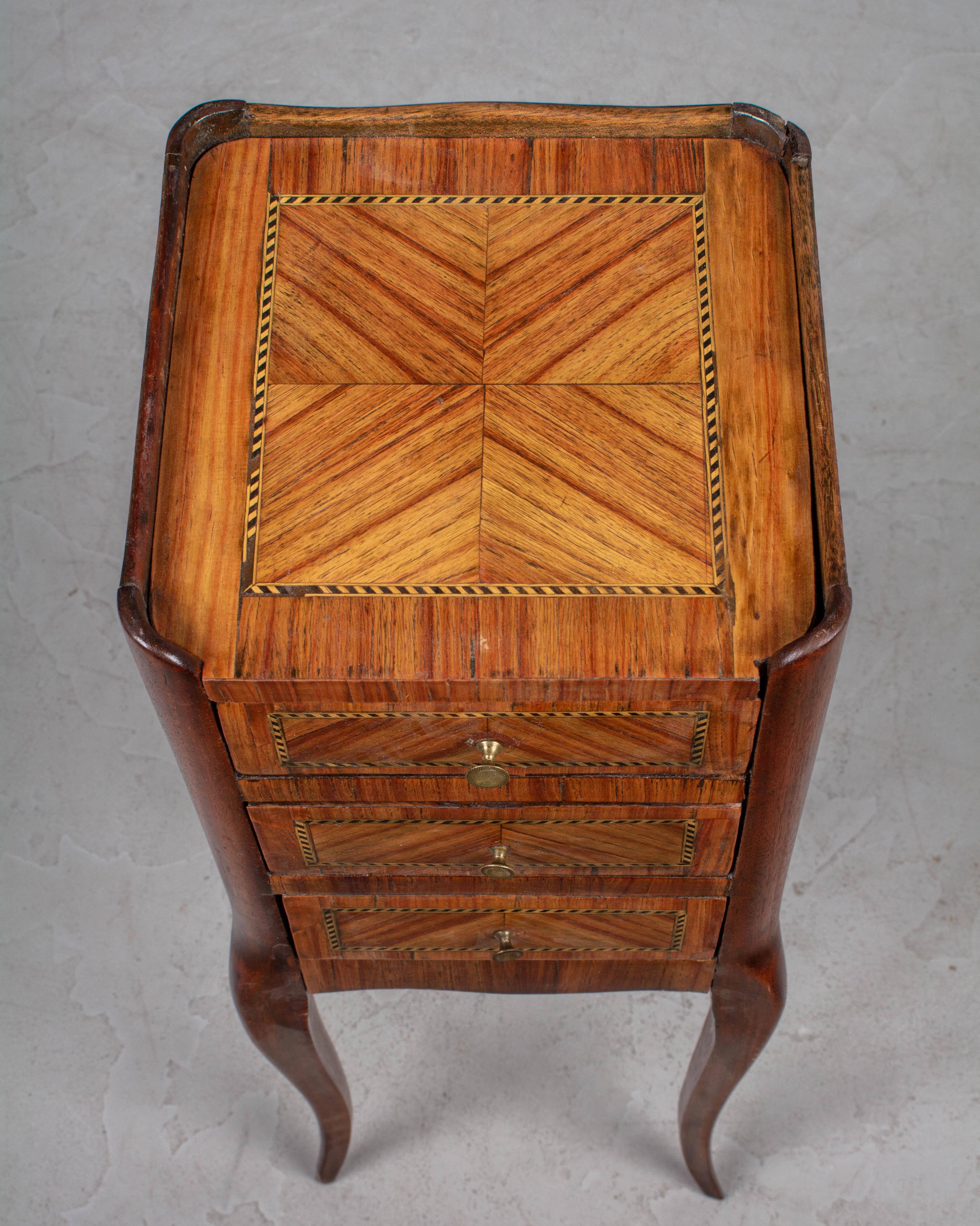 French Louis XV Style Marquetry Side Table 2