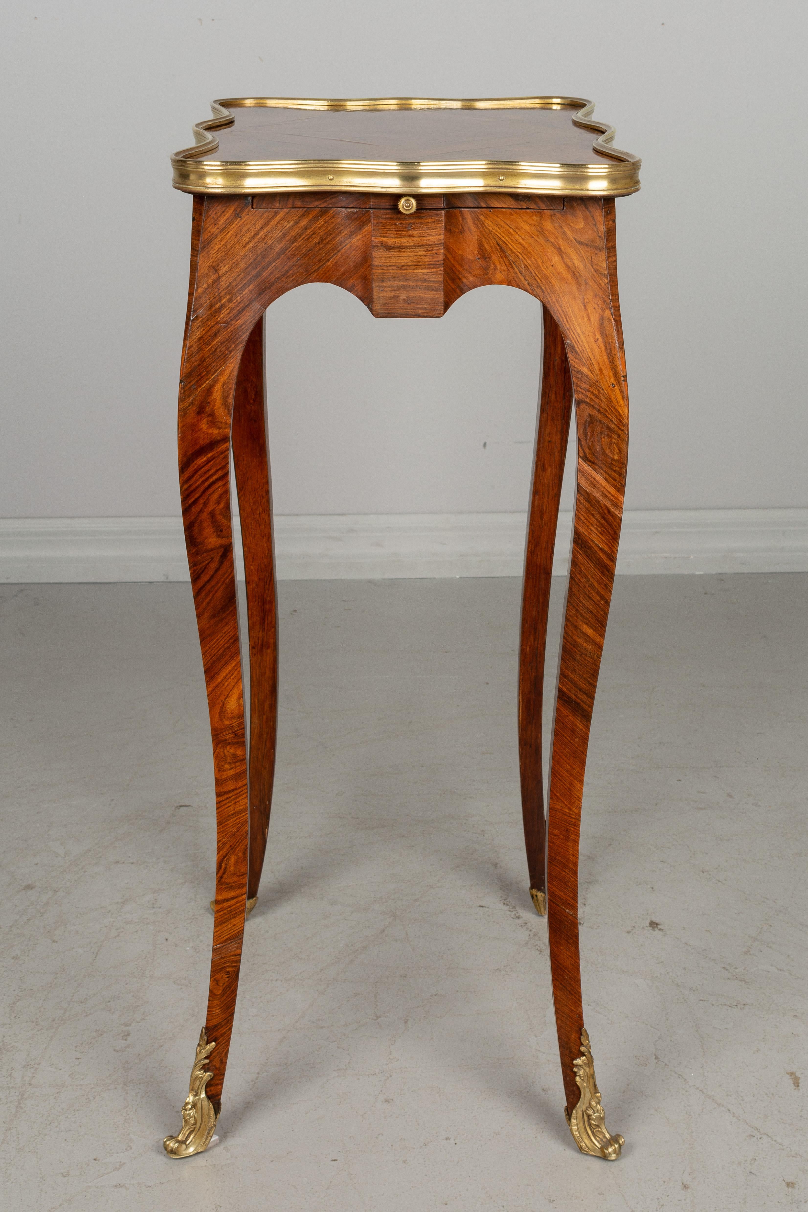French Louis XV Style Marquetry Side Table 3