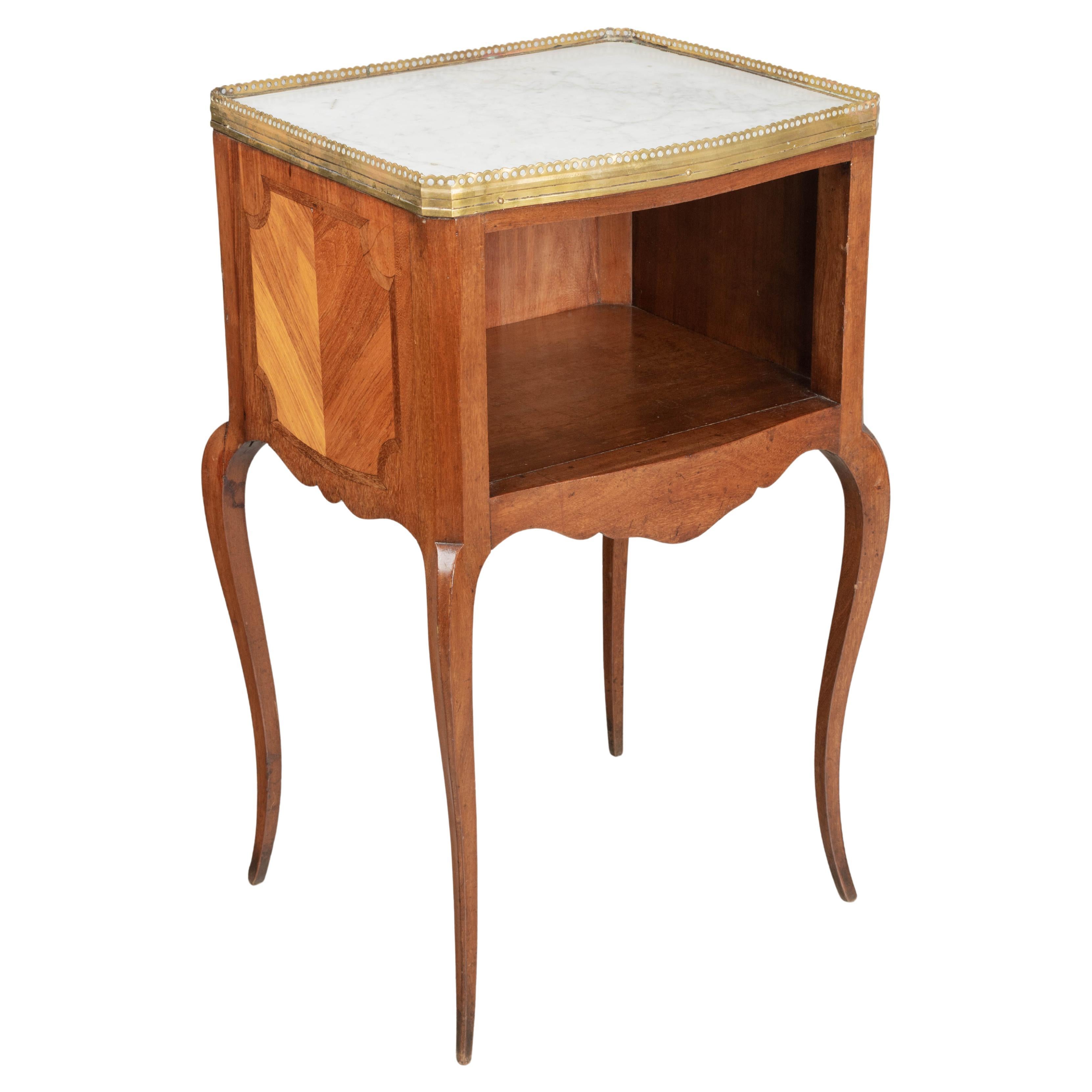French Louis XV Style Marquetry Side Table For Sale