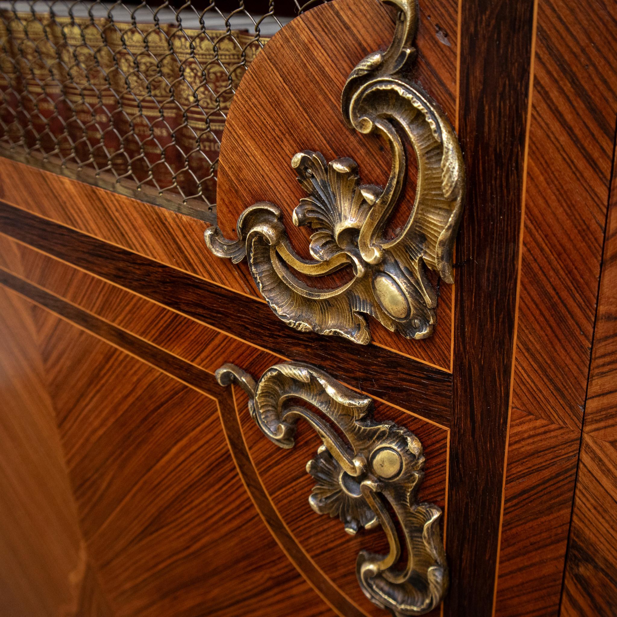 French Louis XV Style Mesh Door Bookcase For Sale 2