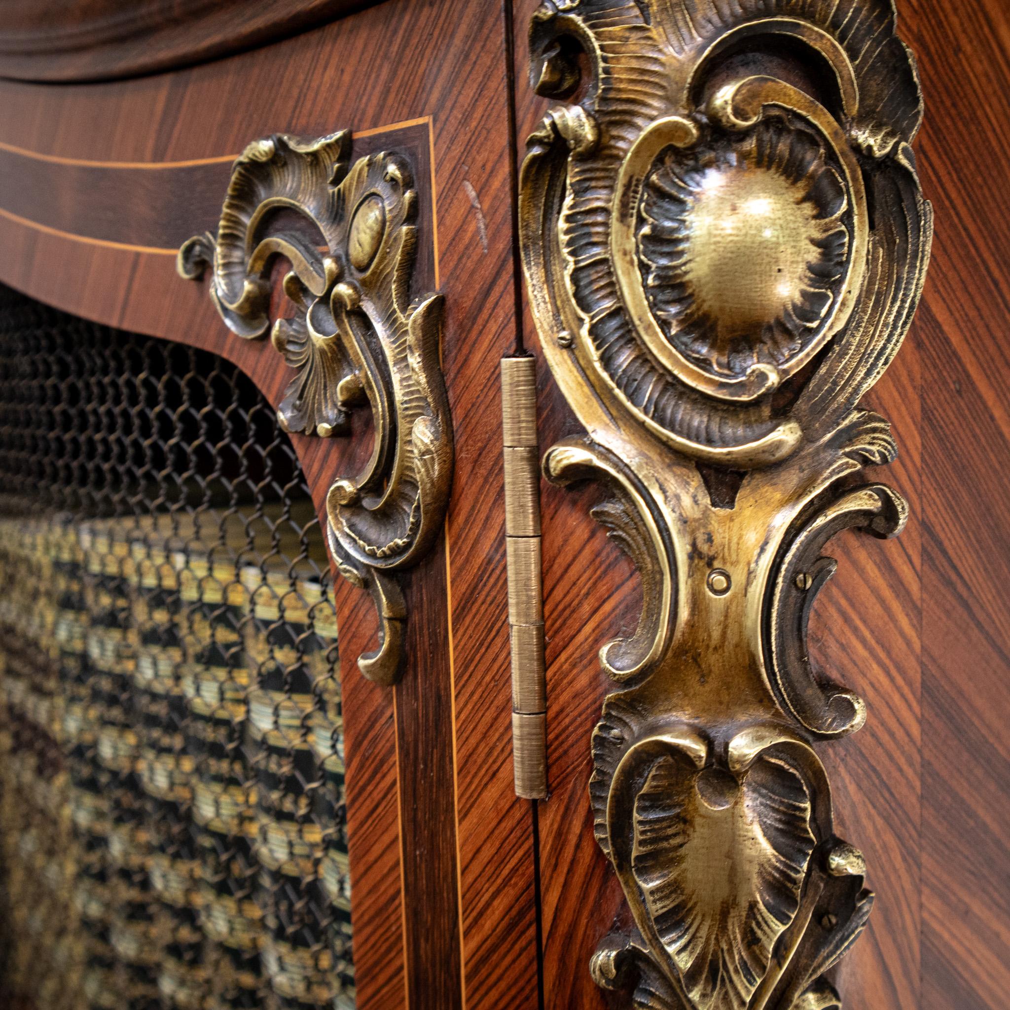 French Louis XV Style Mesh Door Bookcase For Sale 3