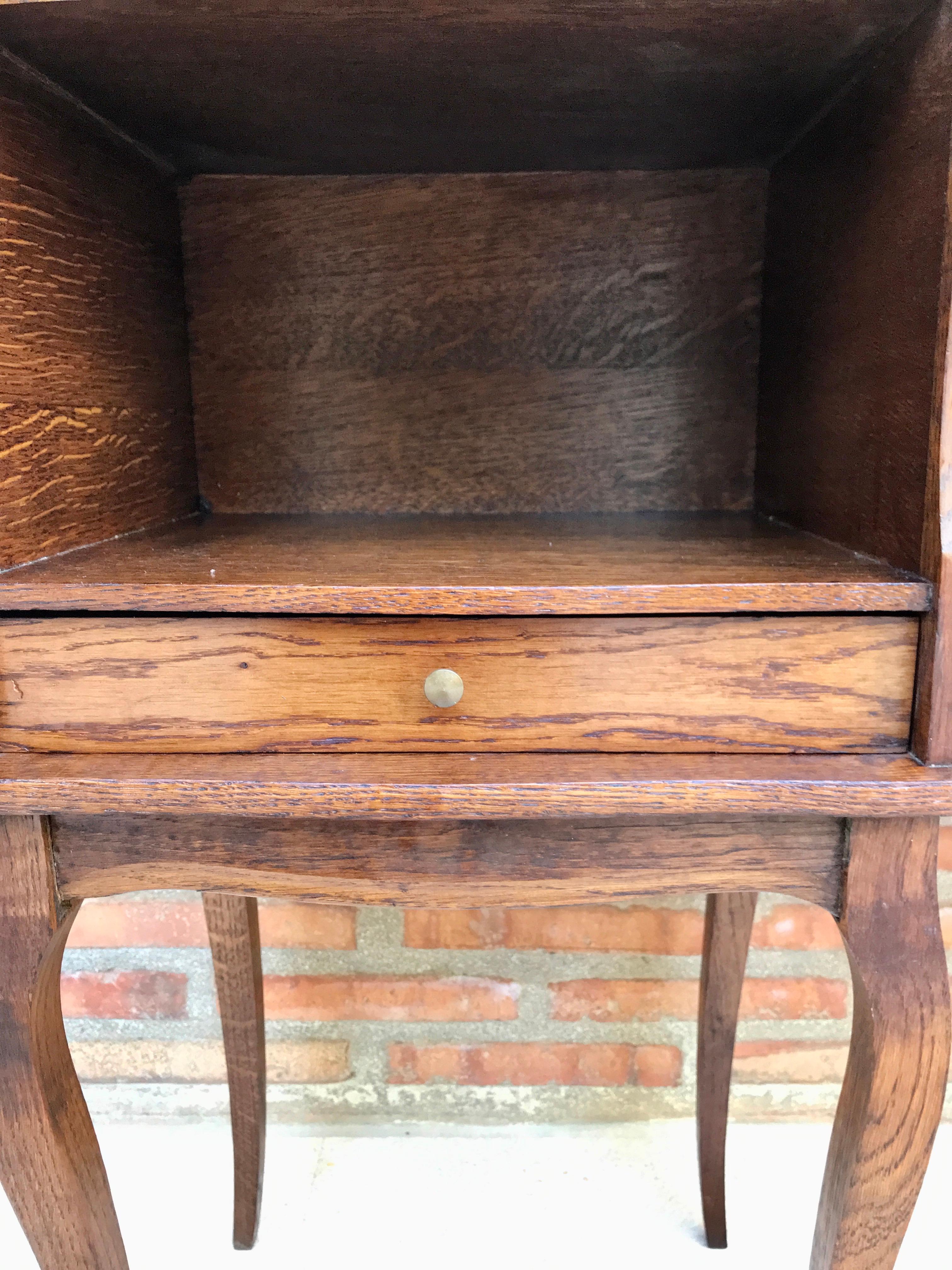 19th Century French Louis XV Style Nightstands in Walnut with Drawer and Open Self, 1960s, Se For Sale