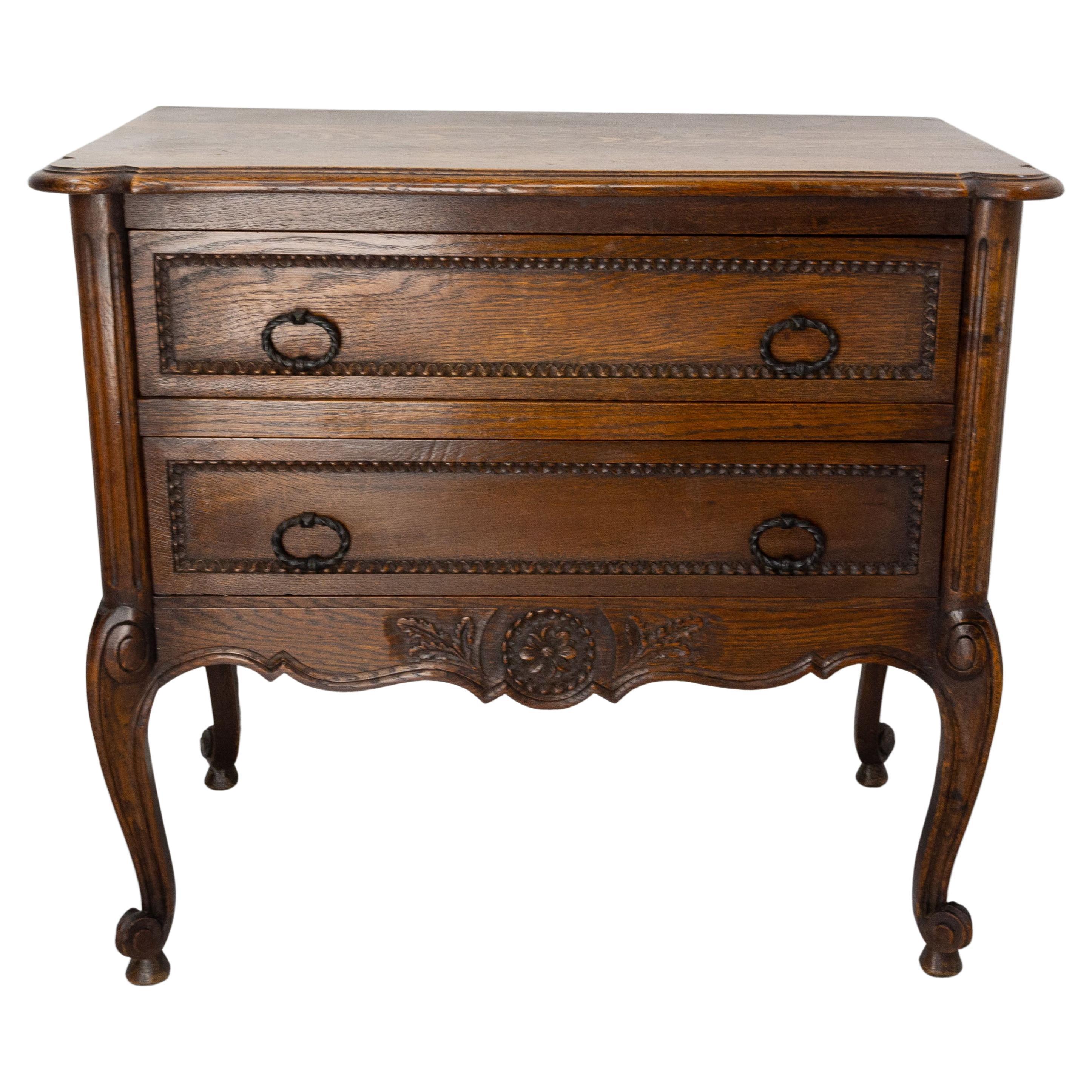 French Louis XV Style Oak Commode Chest of Drawers, circa 1940 For Sale