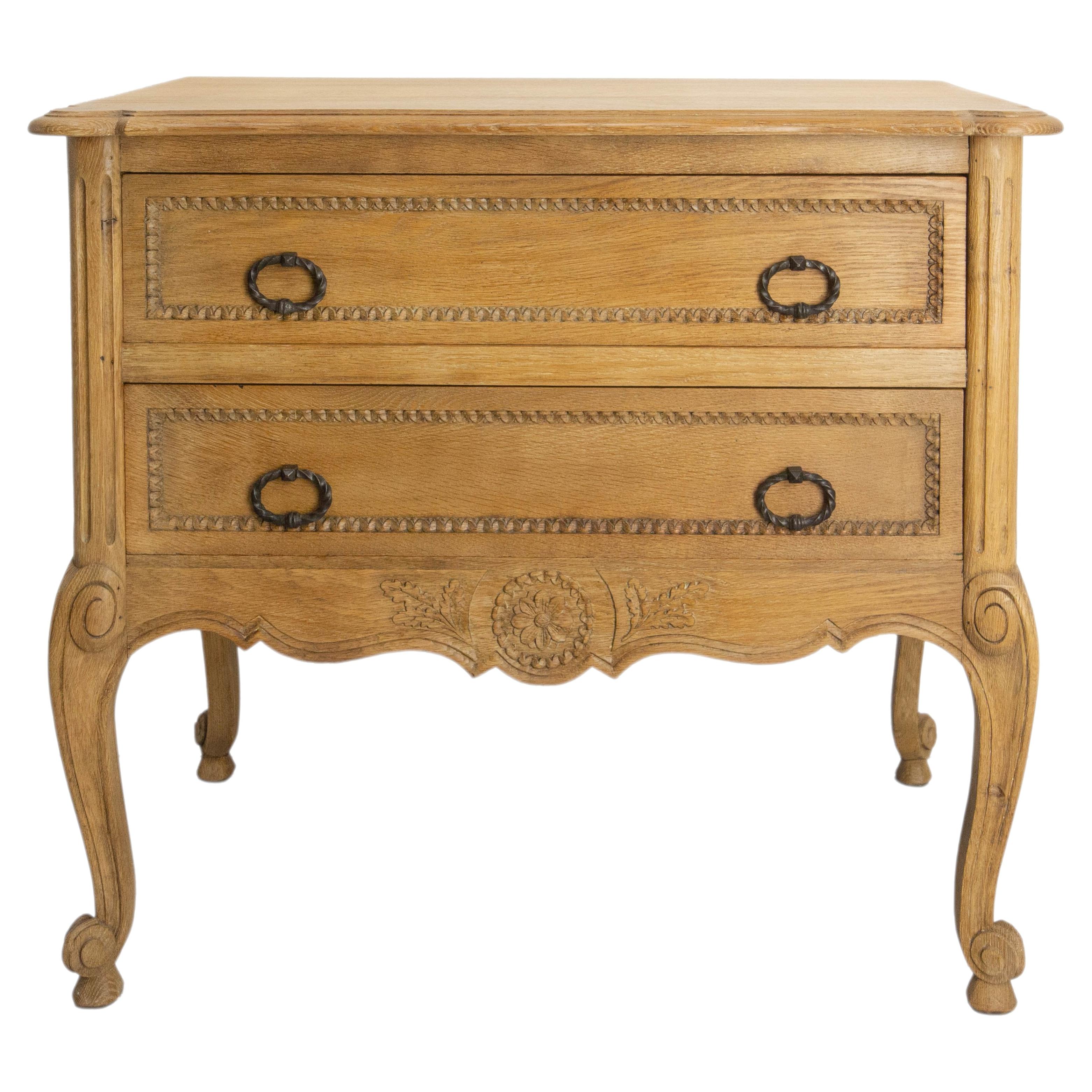 French Louis XV Style Oak Commode Chest of Drawers, circa 1940