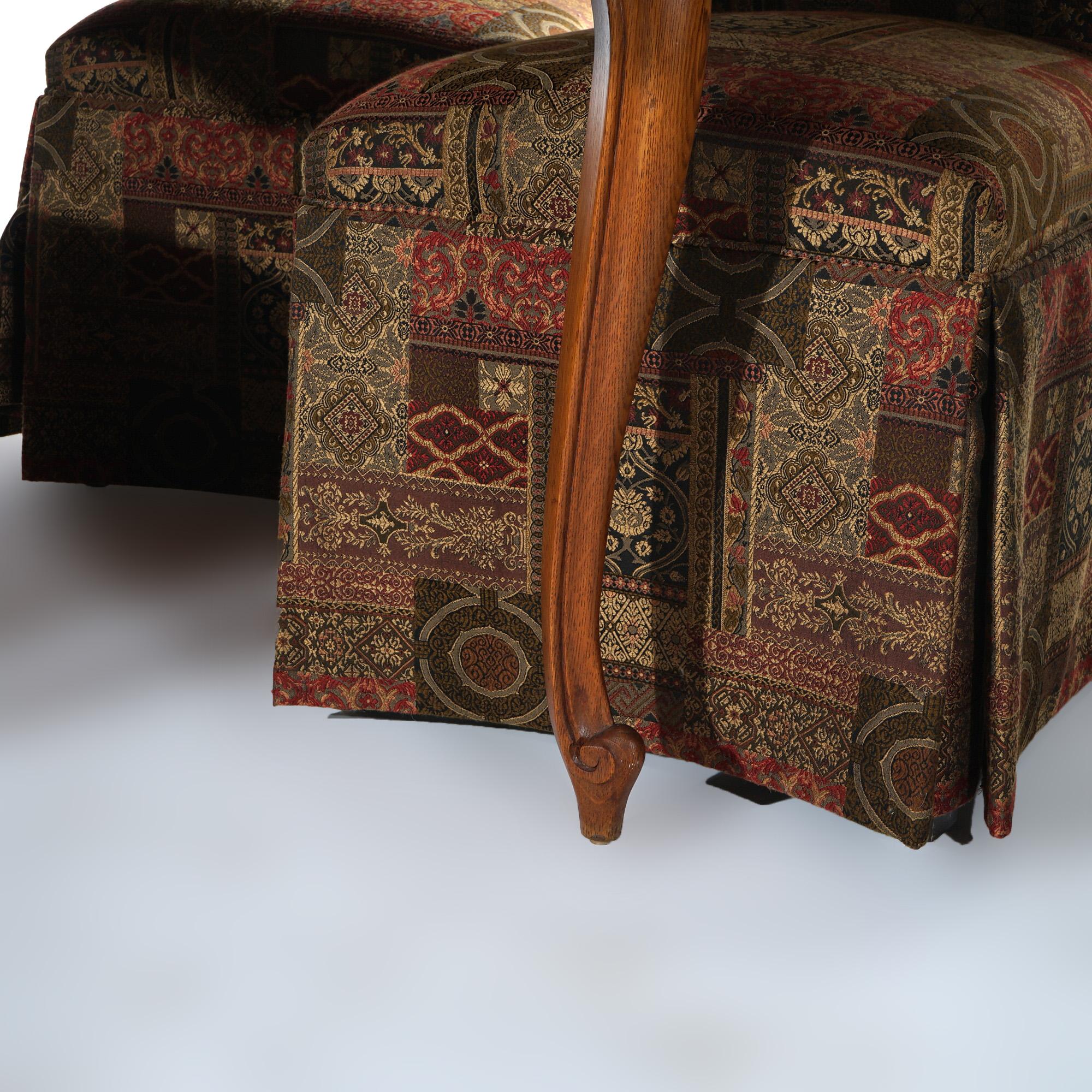 Französischer Louis XV Stil Eiche Parkett Zug-Top Esstisch & 4 Stühle mit hohem Rücken im Angebot 5