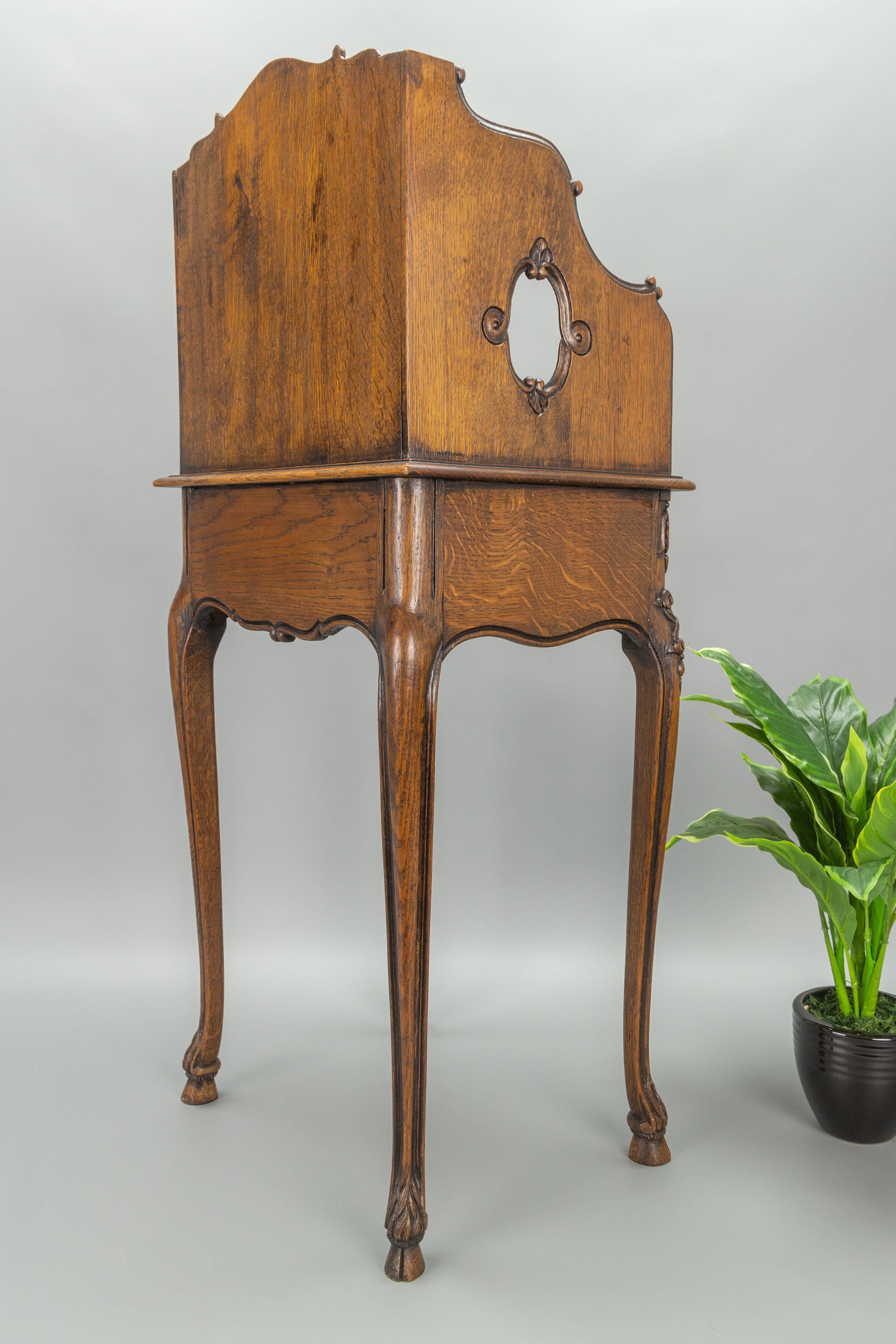 Bronze French Louis XV Style Oakwood Nightstand or Side Table
