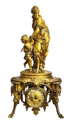 French Louis XV Style Ormolu Bronze Mantel Clock