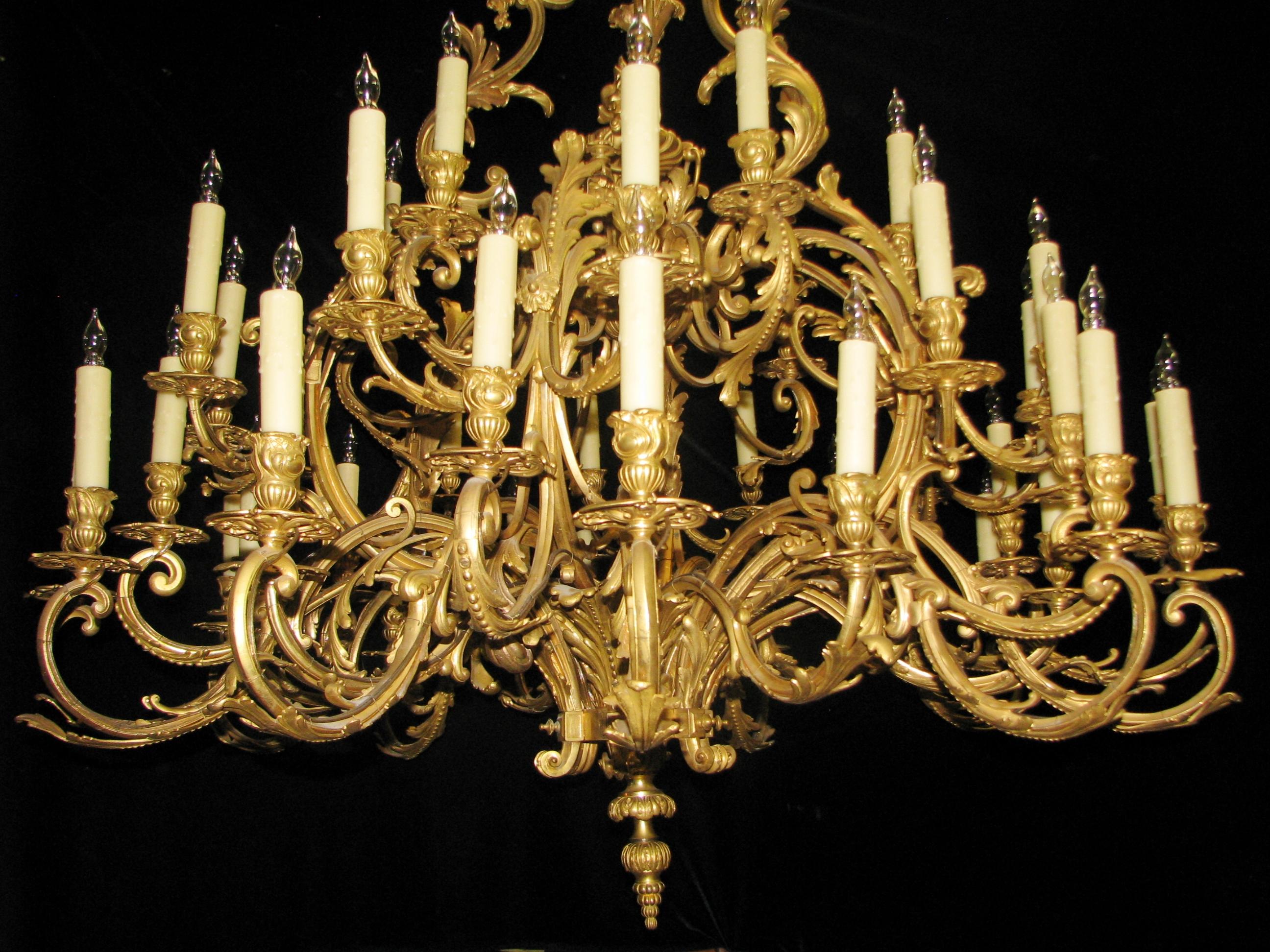 Gilt French Louis XV Style Ormolu Chandelier, 19th Century Signed BR For Sale
