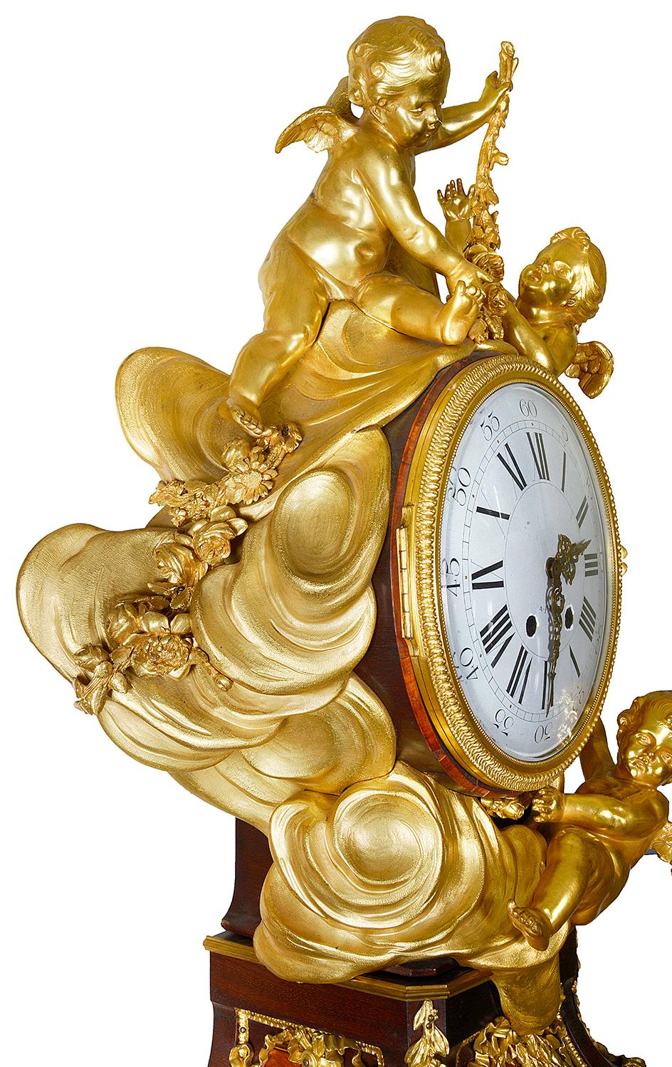 French Louis XV Style Ormolu Grandfather Clock For Sale 7