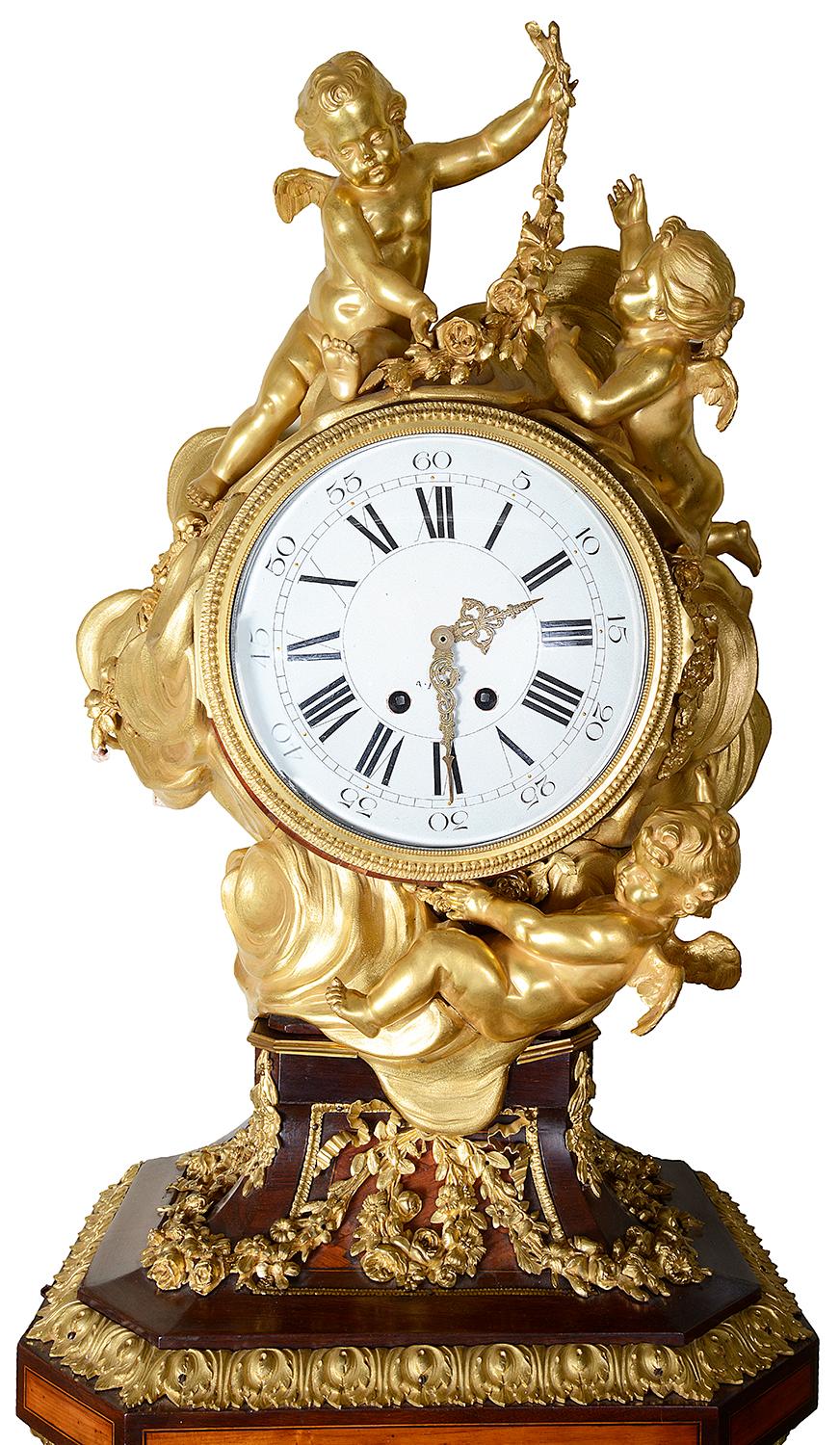 French Louis XV Style Ormolu Grandfather Clock For Sale 2