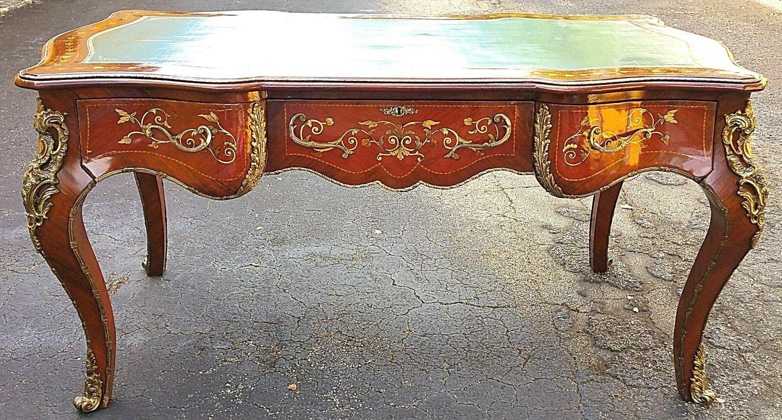 For FULL item description be sure to click on CONTINUE READING at the bottom of this listing.

Offering One Of Our Recent Palm Beach Estate Fine Furniture Acquisitions Of A Marquetry Platt Desk French Louis XV Style Gilt-Bronze-Mounted Shaped