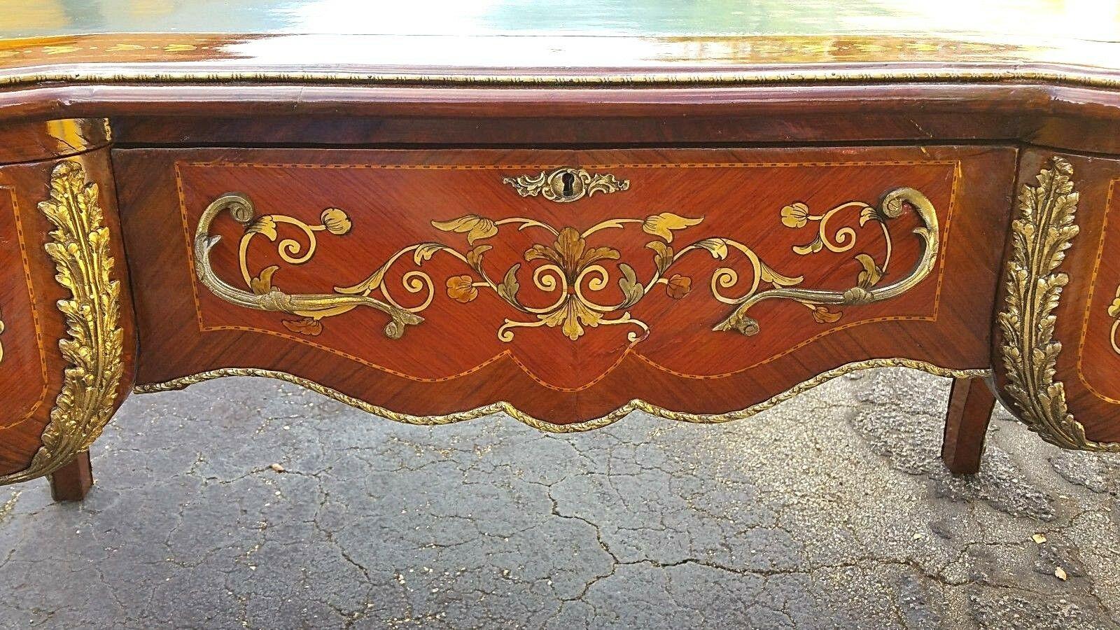 French Louis XV Style Ormolu Marquetry Platt Desk In Good Condition In Lake Worth, FL