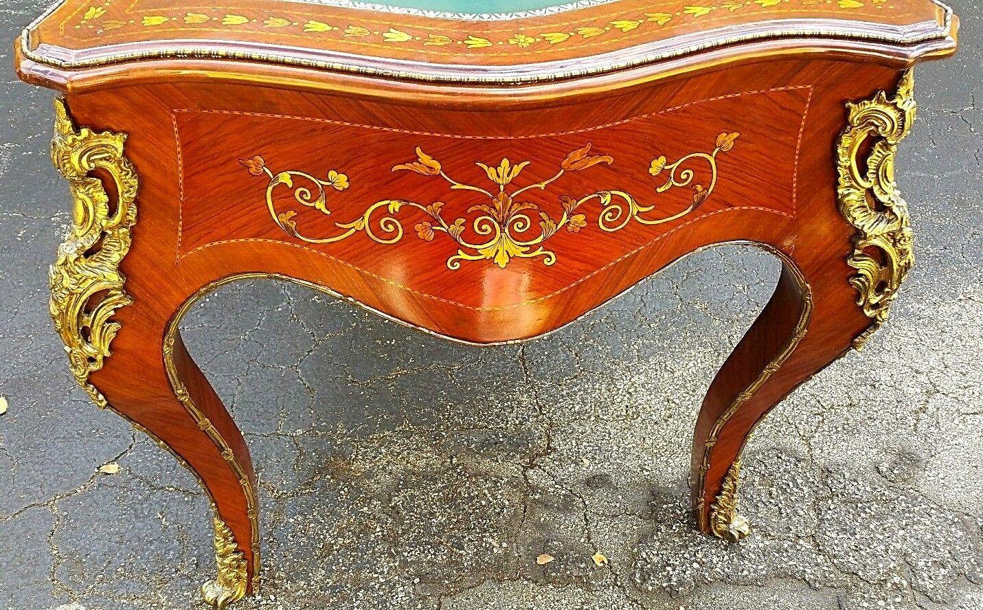 Bronze French Louis XV Style Ormolu Marquetry Platt Desk