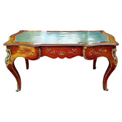French Louis XV Style Ormolu Marquetry Platt Desk
