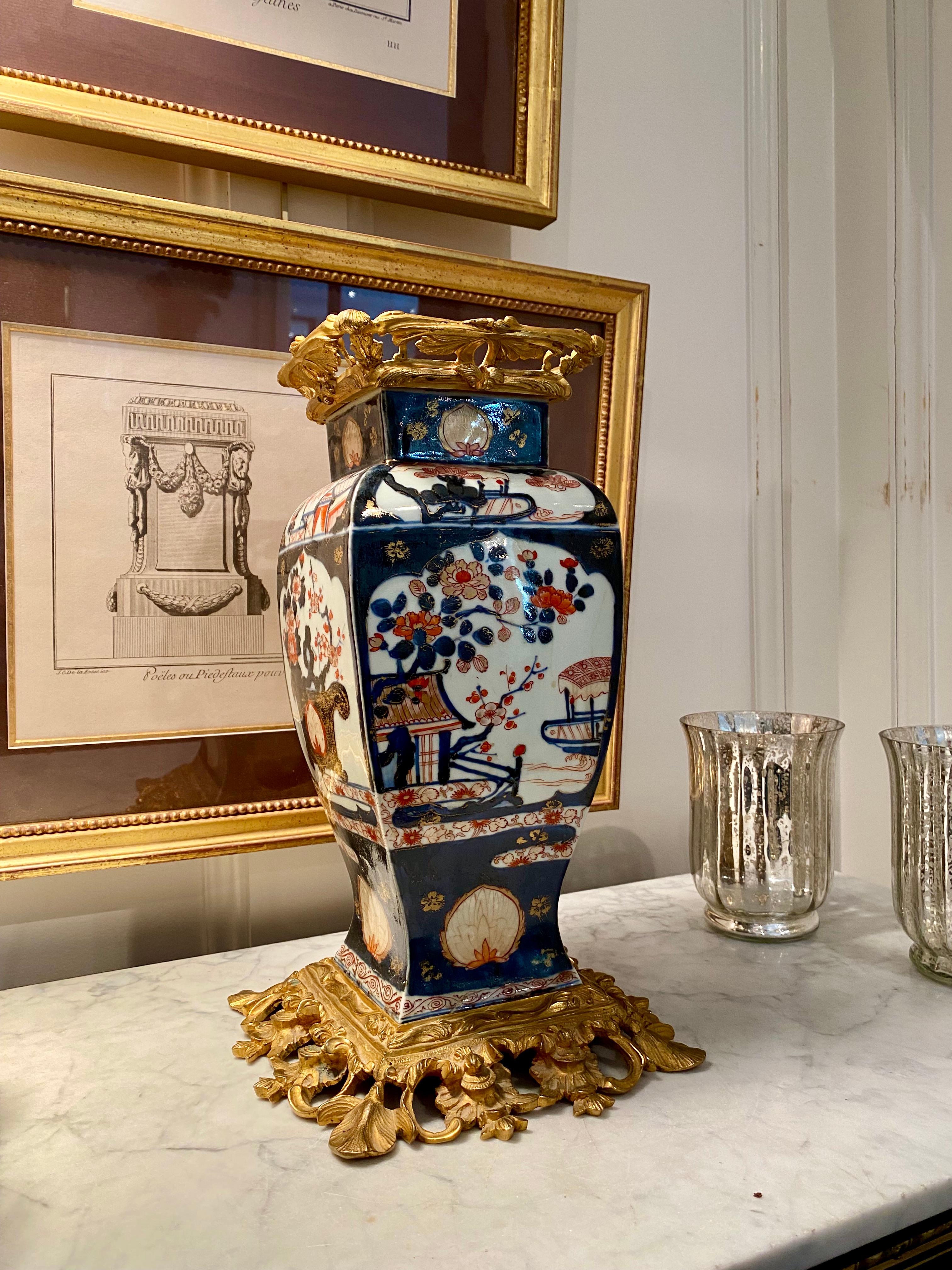 French Louis XV Style Ormolu-Mounted Chinese Imari Porcelain Vase 9