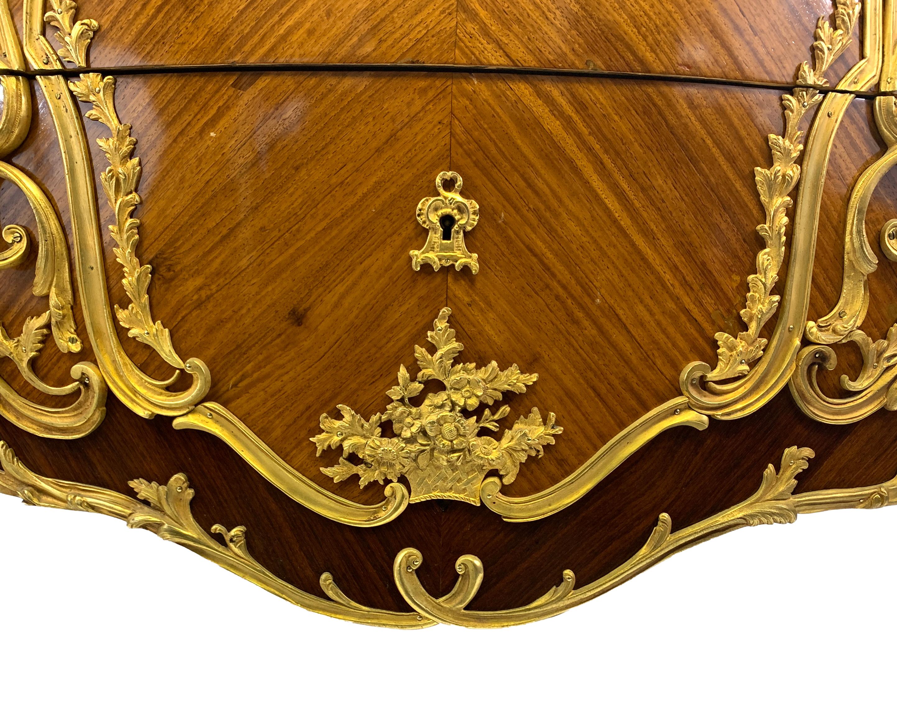 19th Century French Louis XV Style Ormolu, Mounted Commode For Sale