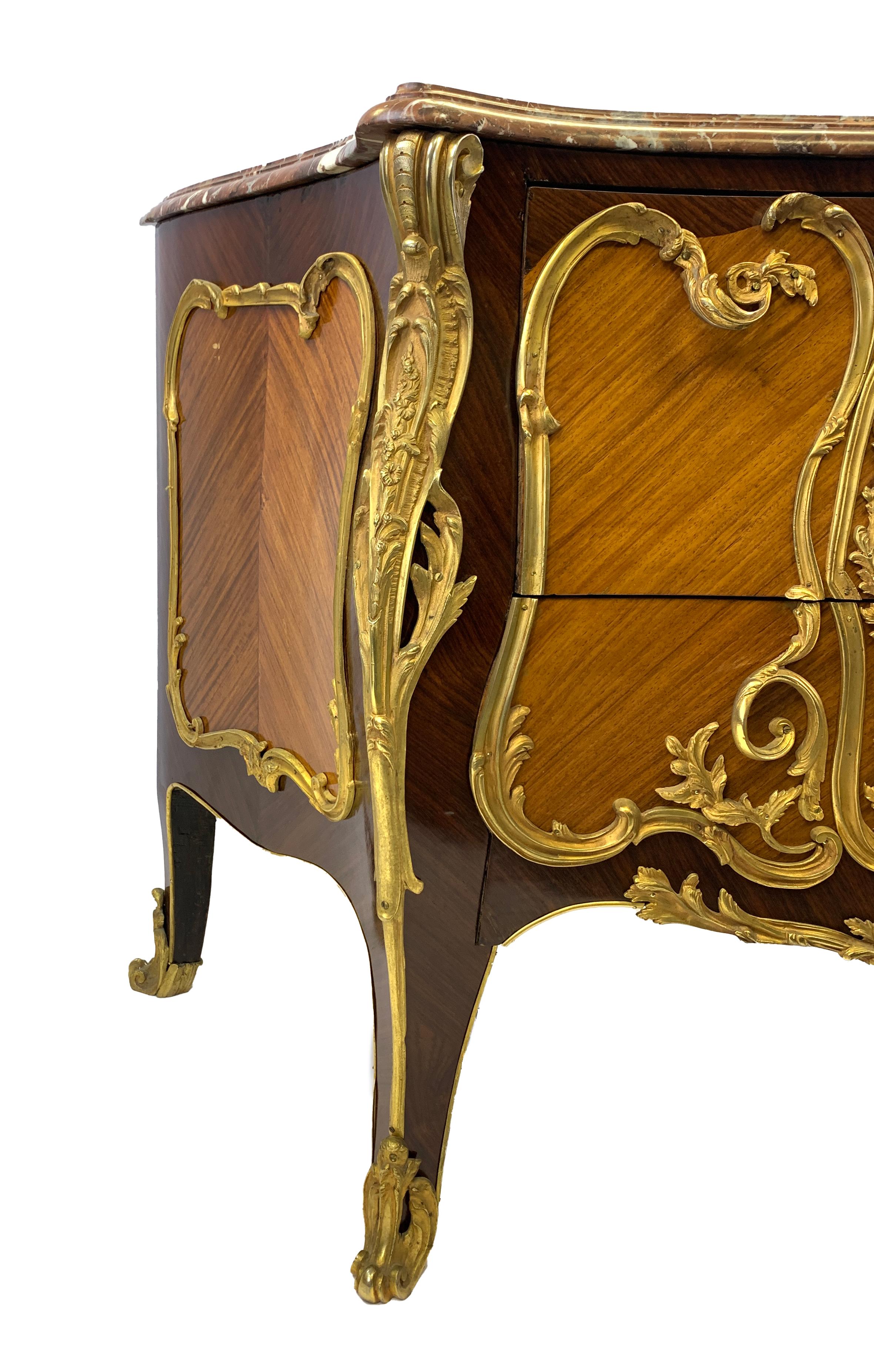 French Louis XV Style Ormolu, Mounted Commode For Sale 2