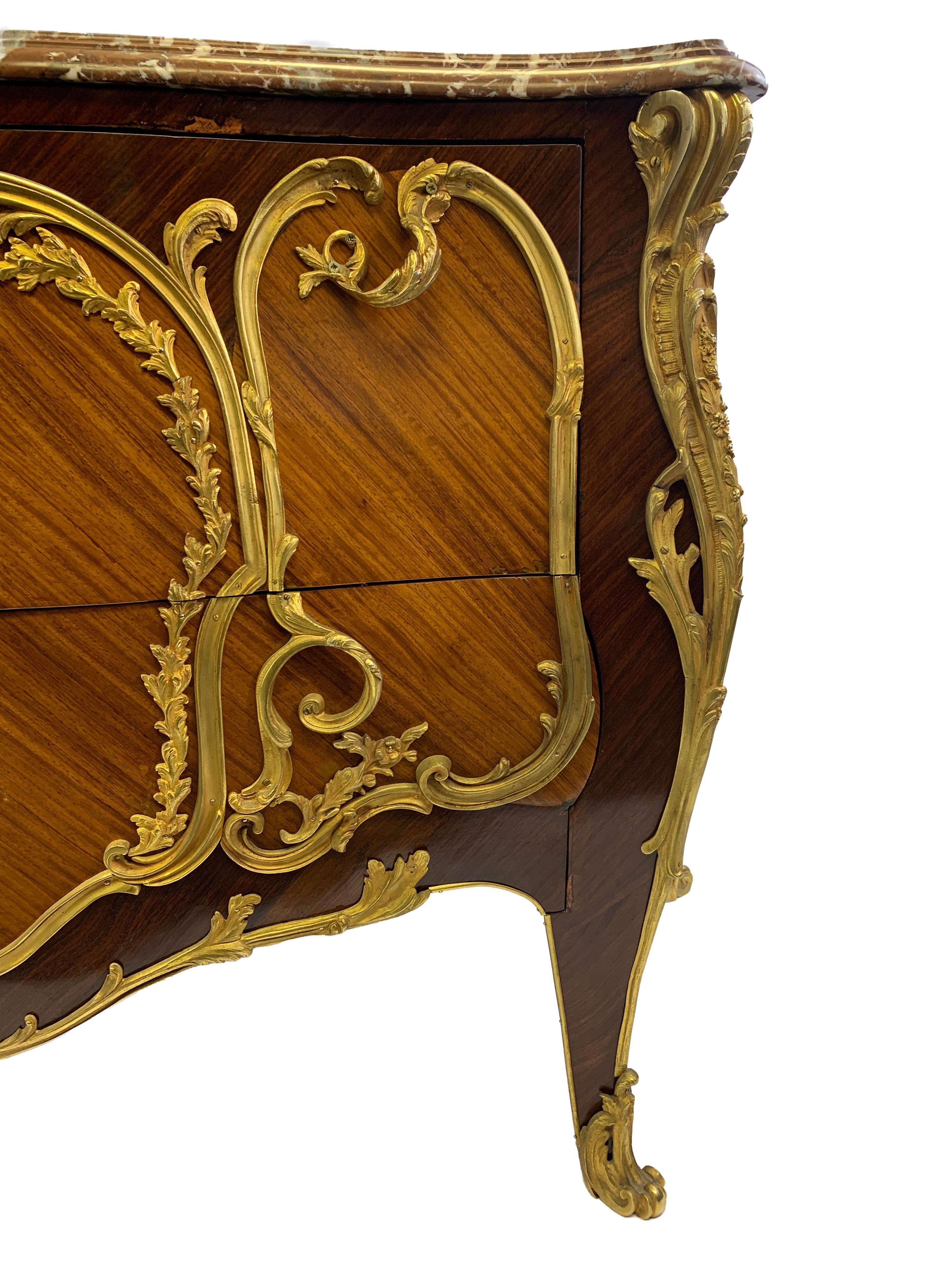 French Louis XV Style Ormolu, Mounted Commode For Sale 3