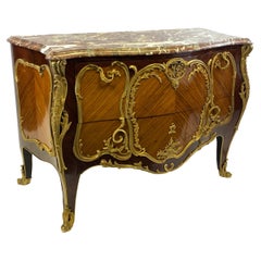 Antique French Louis XV Style Ormolu, Mounted Commode