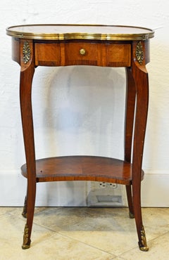 French Louis XV Style Ormolu Mounted Kidney Shape Table with Writing Compartment