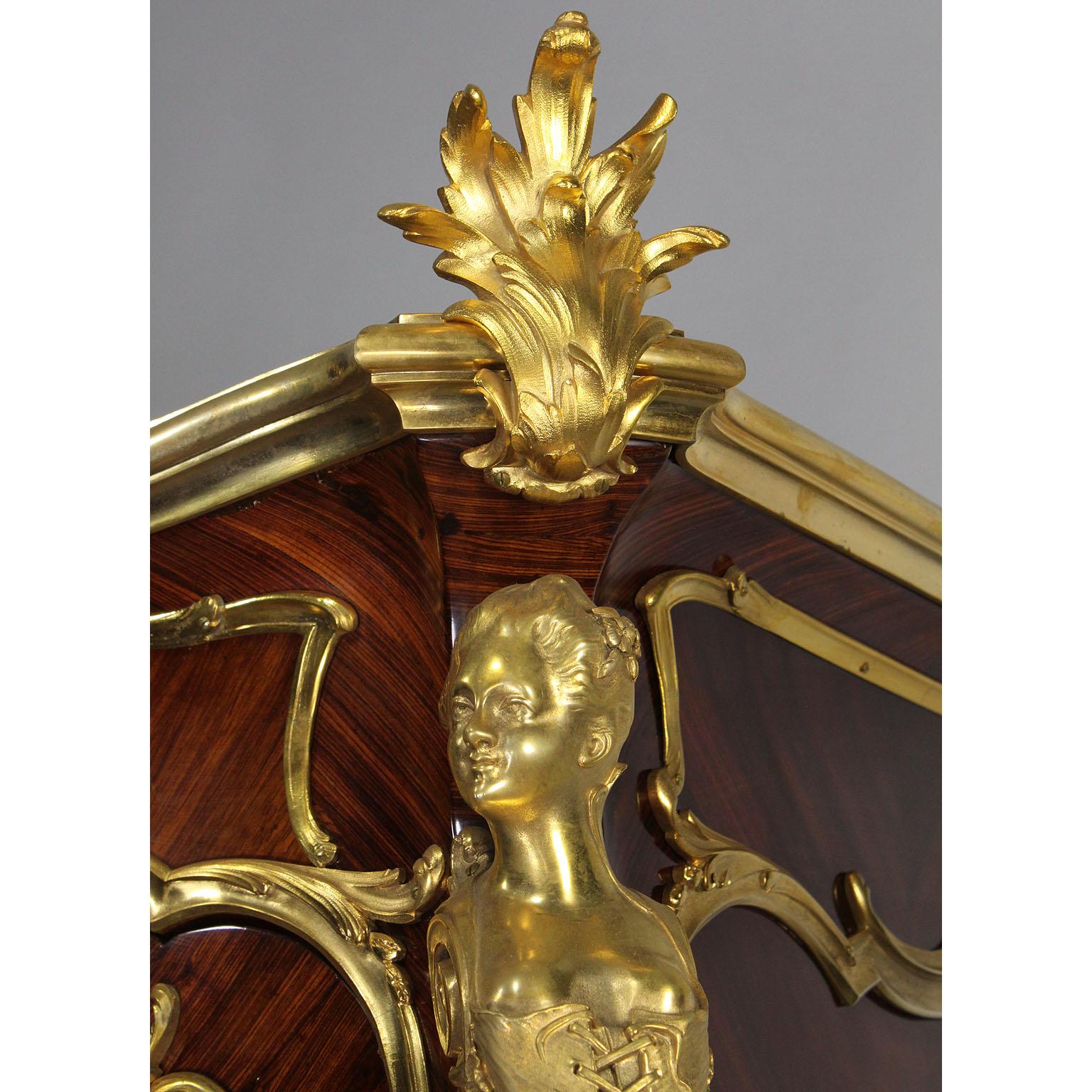 French Louis XV Style Ormolu Mounted Kingwood Figural Vitrine by François Linke For Sale 4