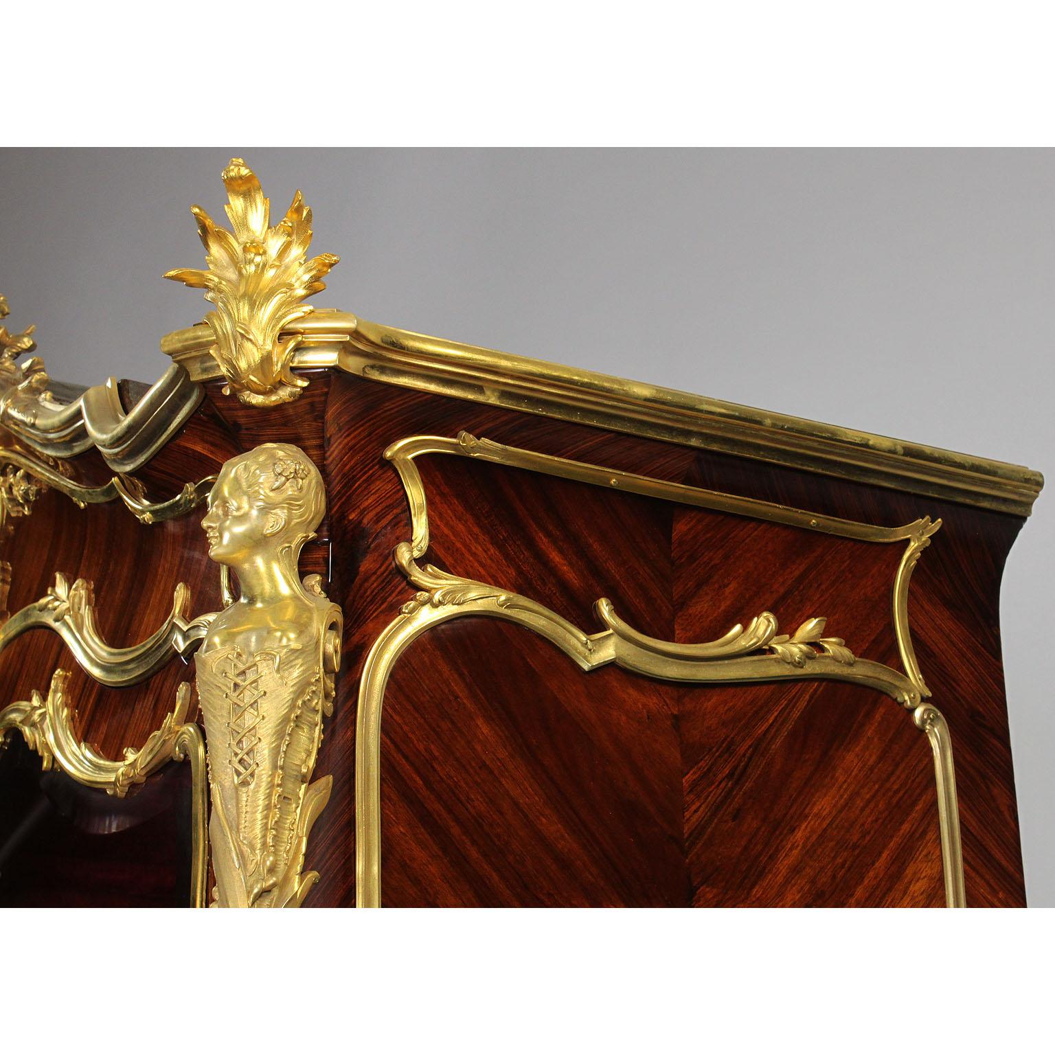 French Louis XV Style Ormolu Mounted Kingwood Figural Vitrine by François Linke For Sale 5