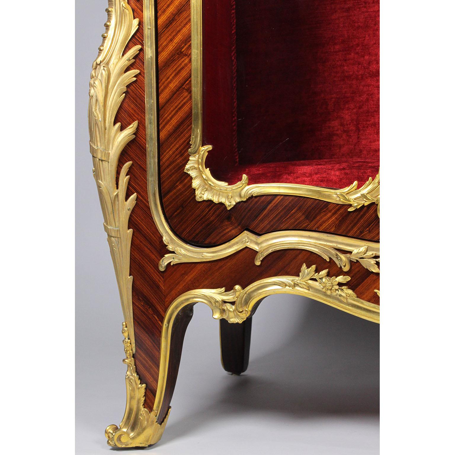 French Louis XV Style Ormolu Mounted Kingwood Figural Vitrine by François Linke For Sale 7