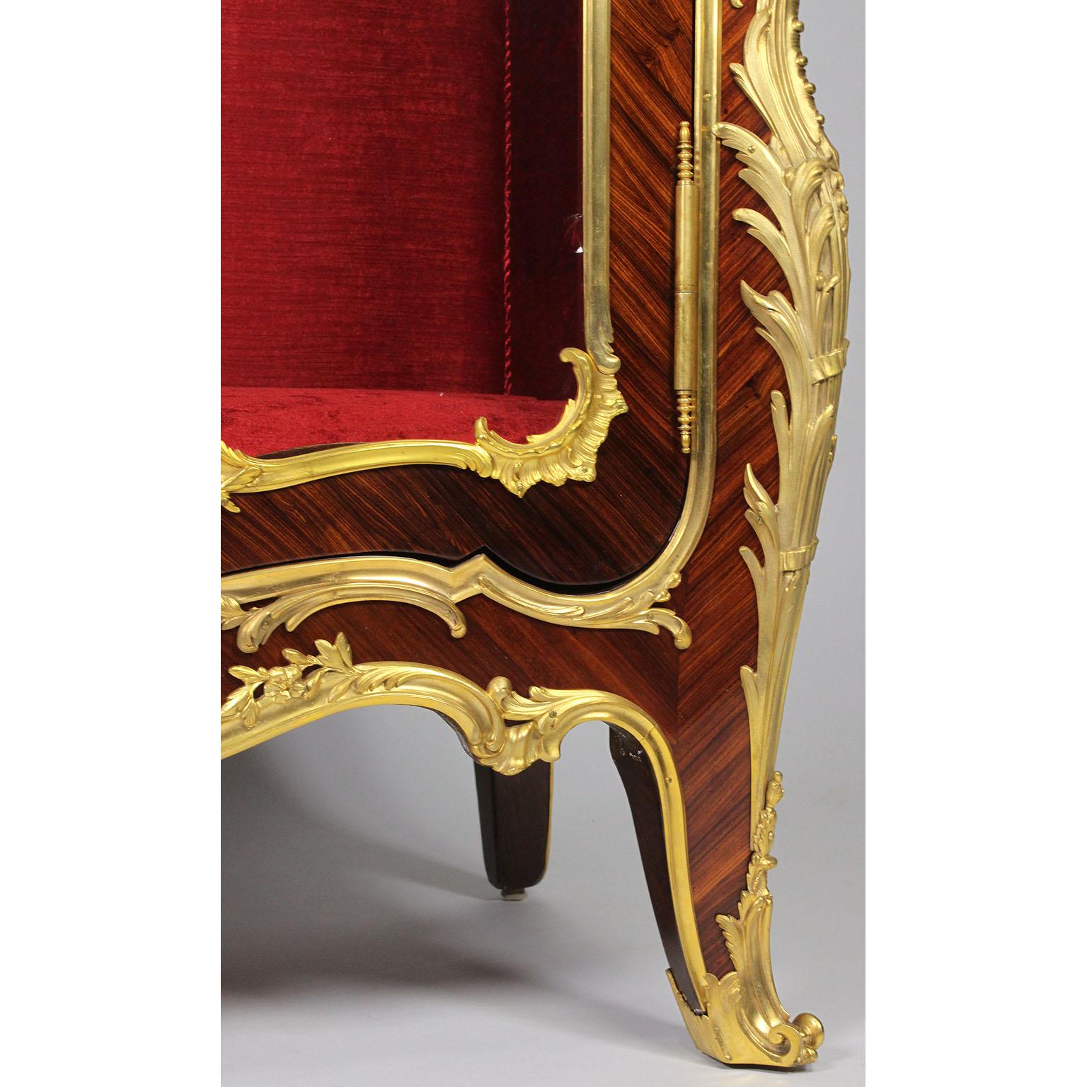 French Louis XV Style Ormolu Mounted Kingwood Figural Vitrine by François Linke For Sale 9