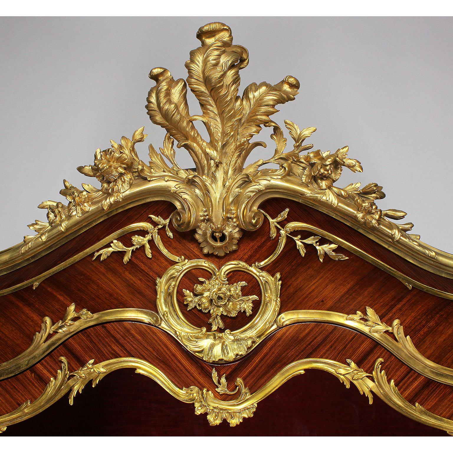 French Louis XV Style Ormolu Mounted Kingwood Figural Vitrine by François Linke For Sale 1