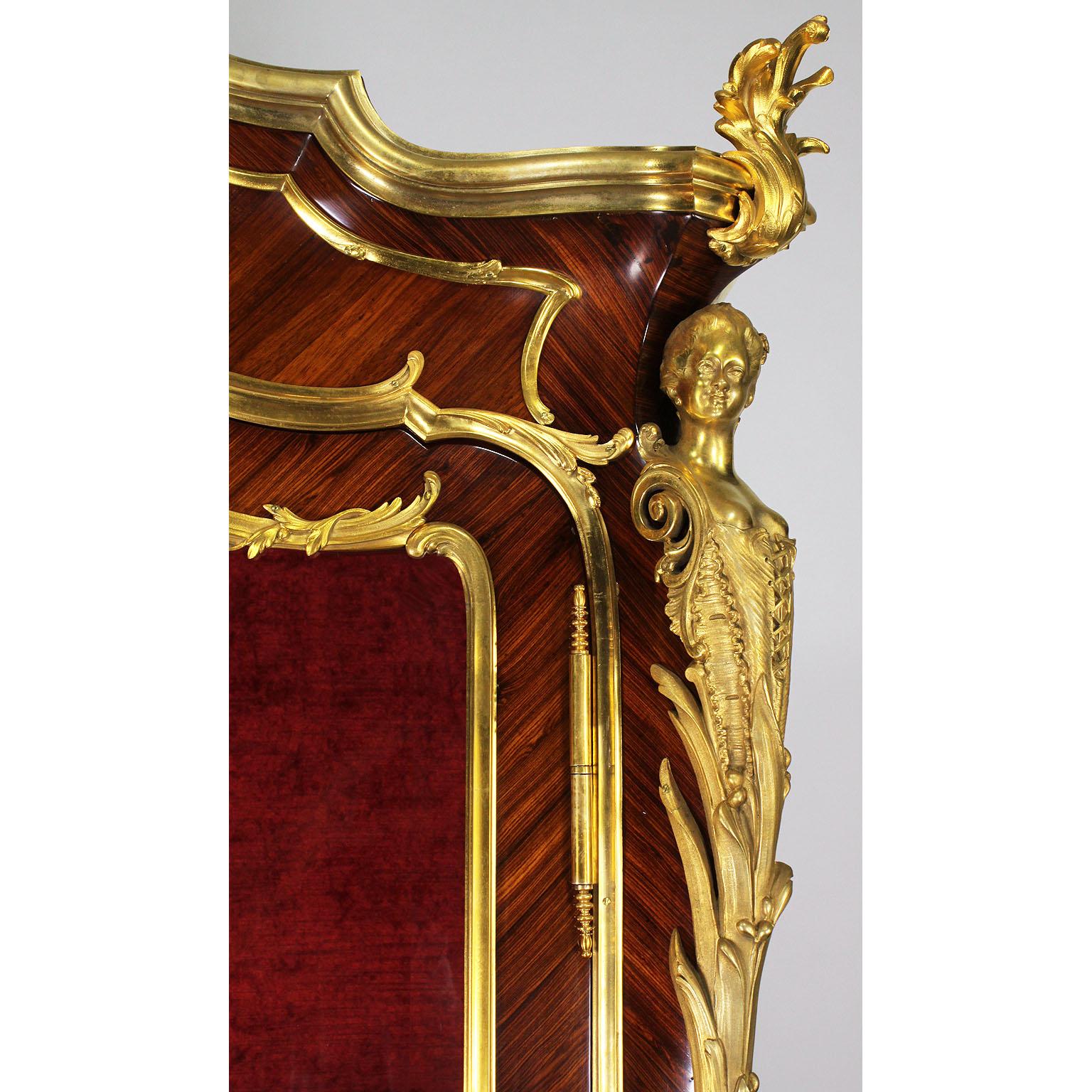 French Louis XV Style Ormolu Mounted Kingwood Figural Vitrine by François Linke For Sale 2
