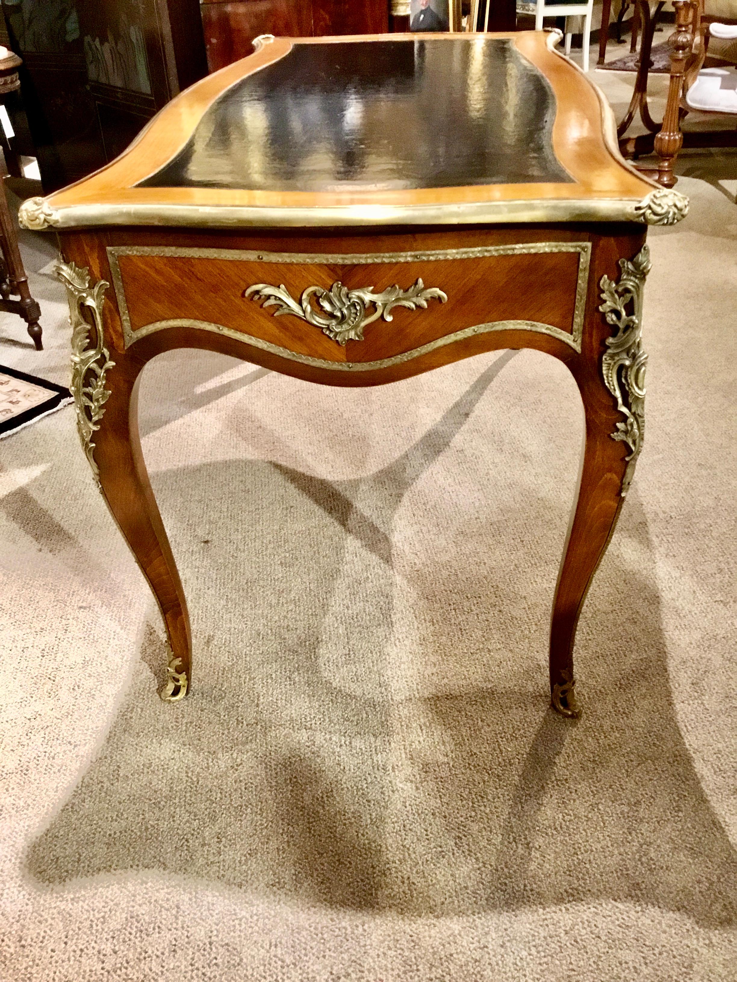 French Louis XV-Style Ormolu-Mounted Rosewood and Elmwood Bureau Plat 3