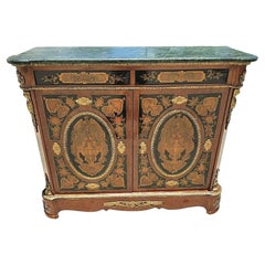 French Louis XV Style Ormolu Mounted with Marble Top Dry Bar Cabinet