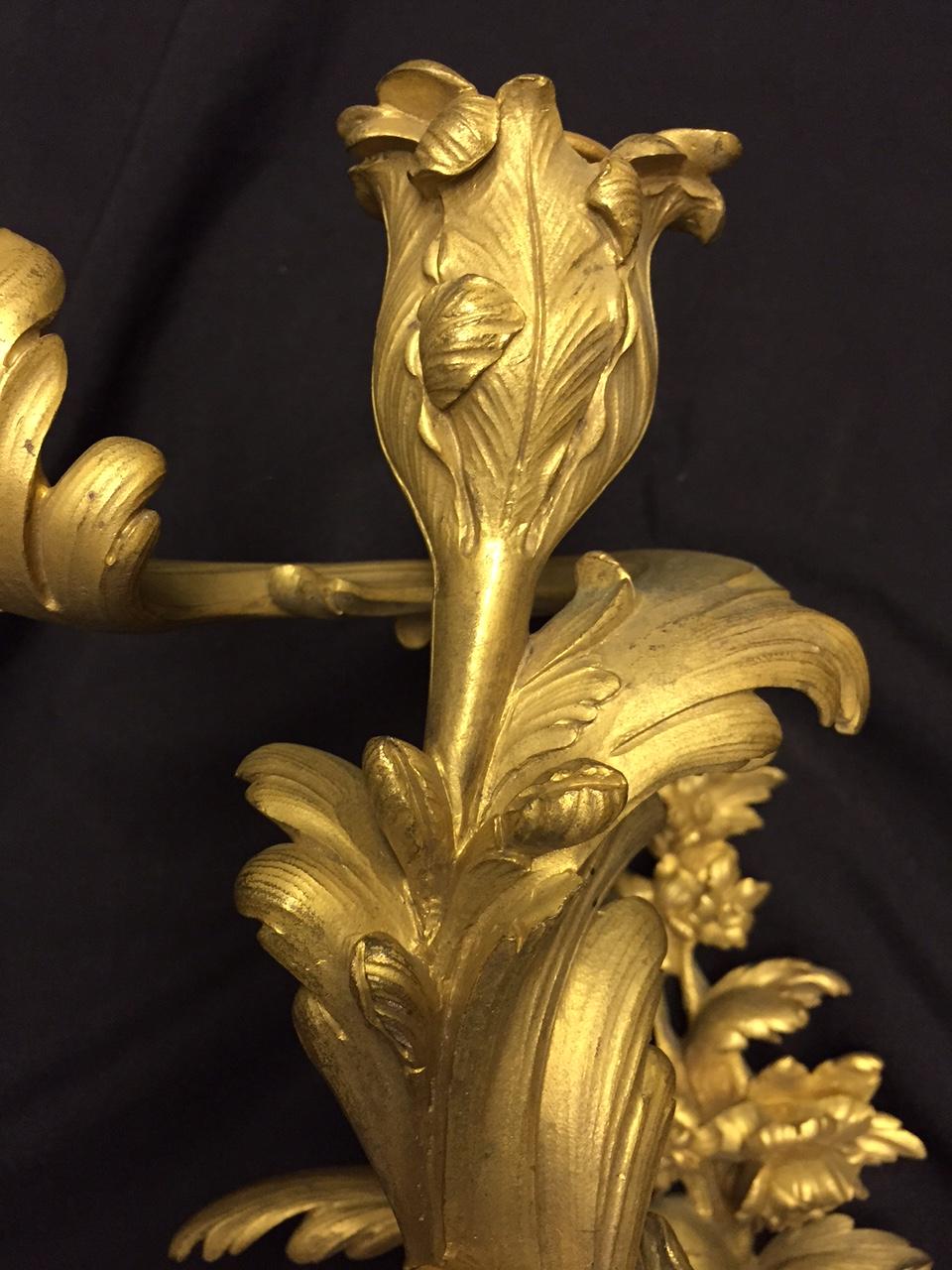 French Louis XV Style Ormolu Sconces, 19th Century For Sale 9