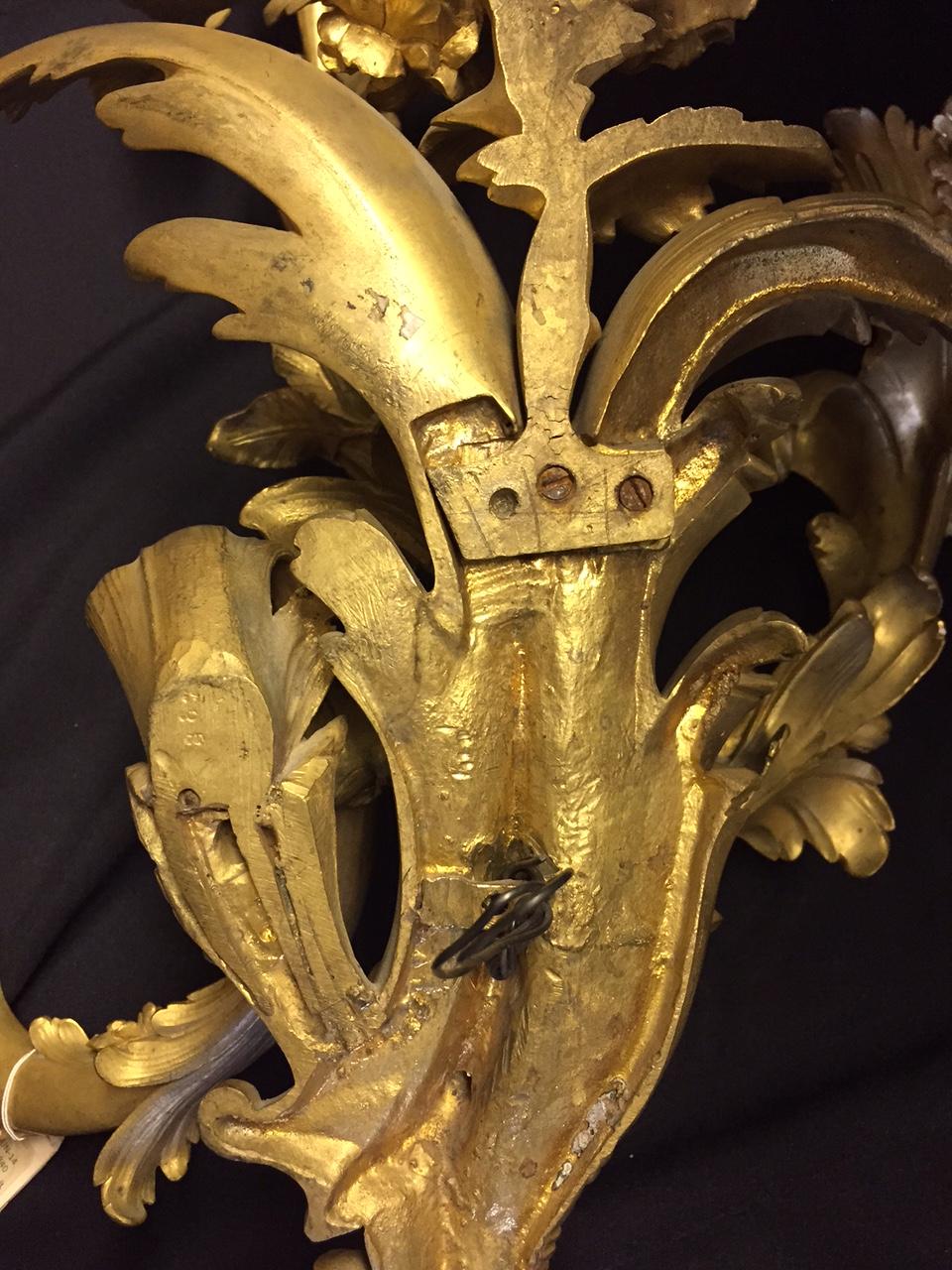 French Louis XV Style Ormolu Sconces, 19th Century For Sale 10