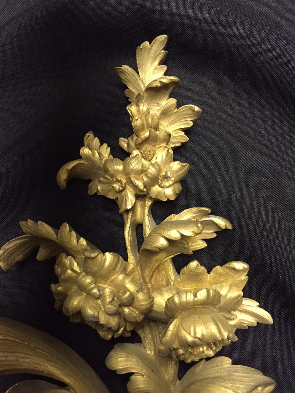 French Louis XV Style Ormolu Sconces, 19th Century For Sale 3