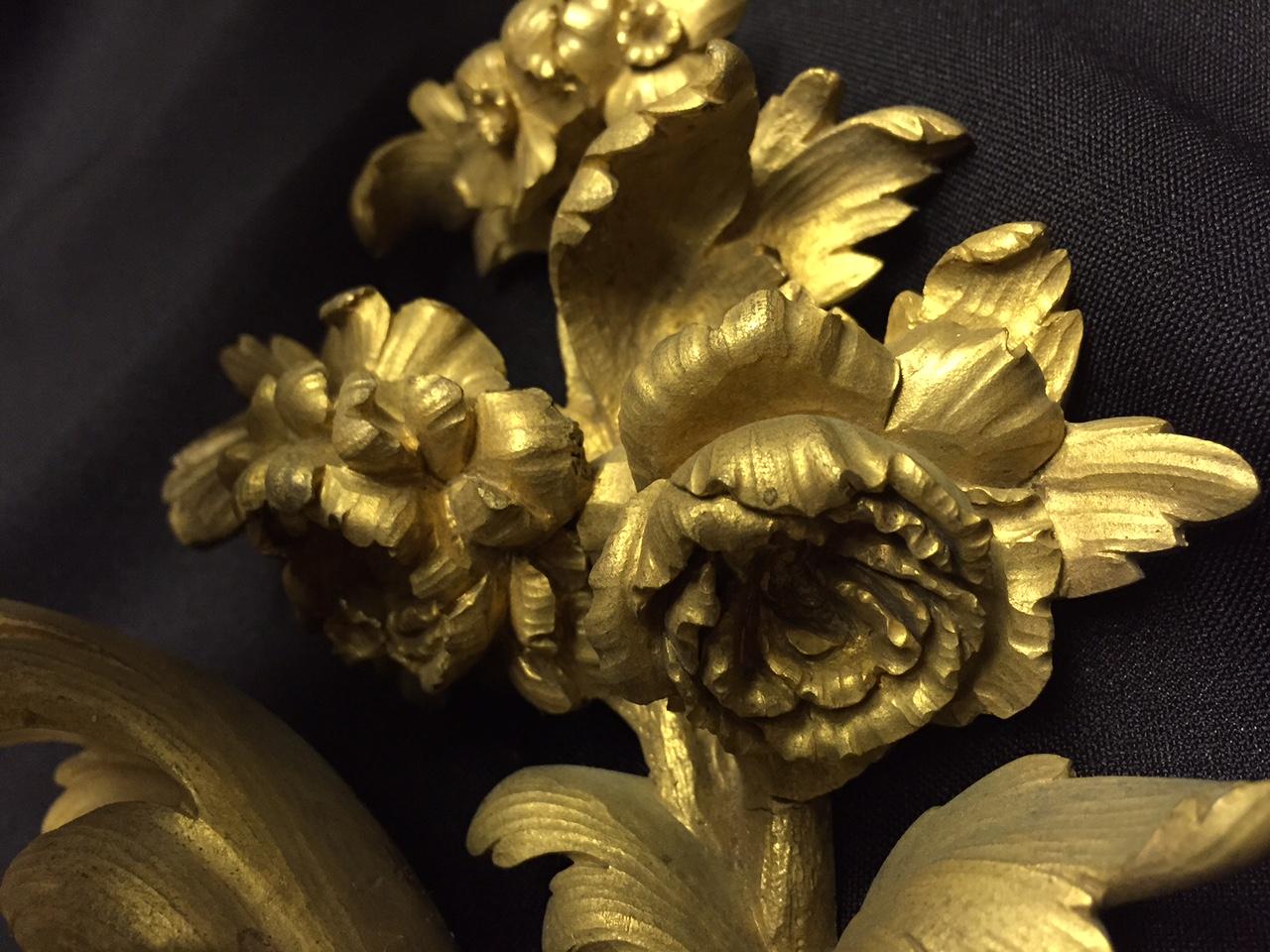 French Louis XV Style Ormolu Sconces, 19th Century For Sale 4